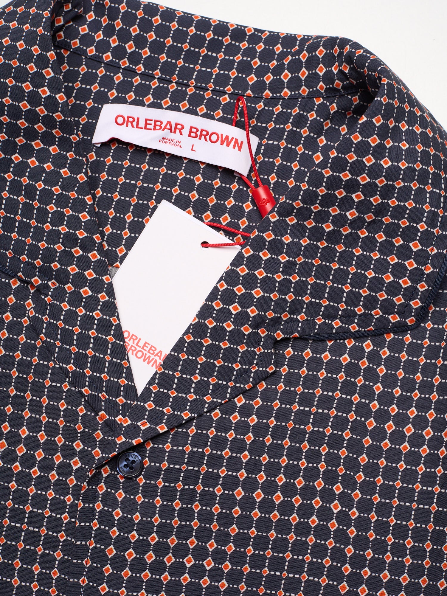 ORLEBAR BROWN Blue Lyocell Geometric Micro-Diamond Casual Shirt