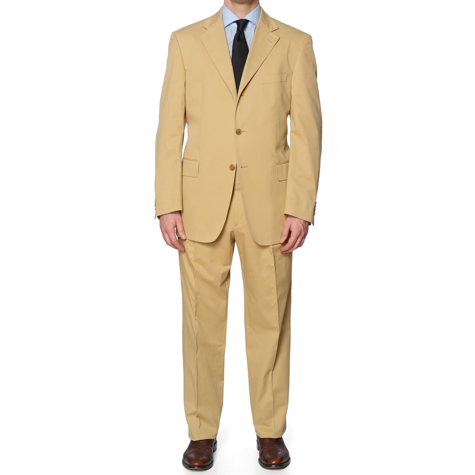 VANNUCCI Milano Tan "Miani" Cotton-Elastane Suit EU 54 NEW US 42 44