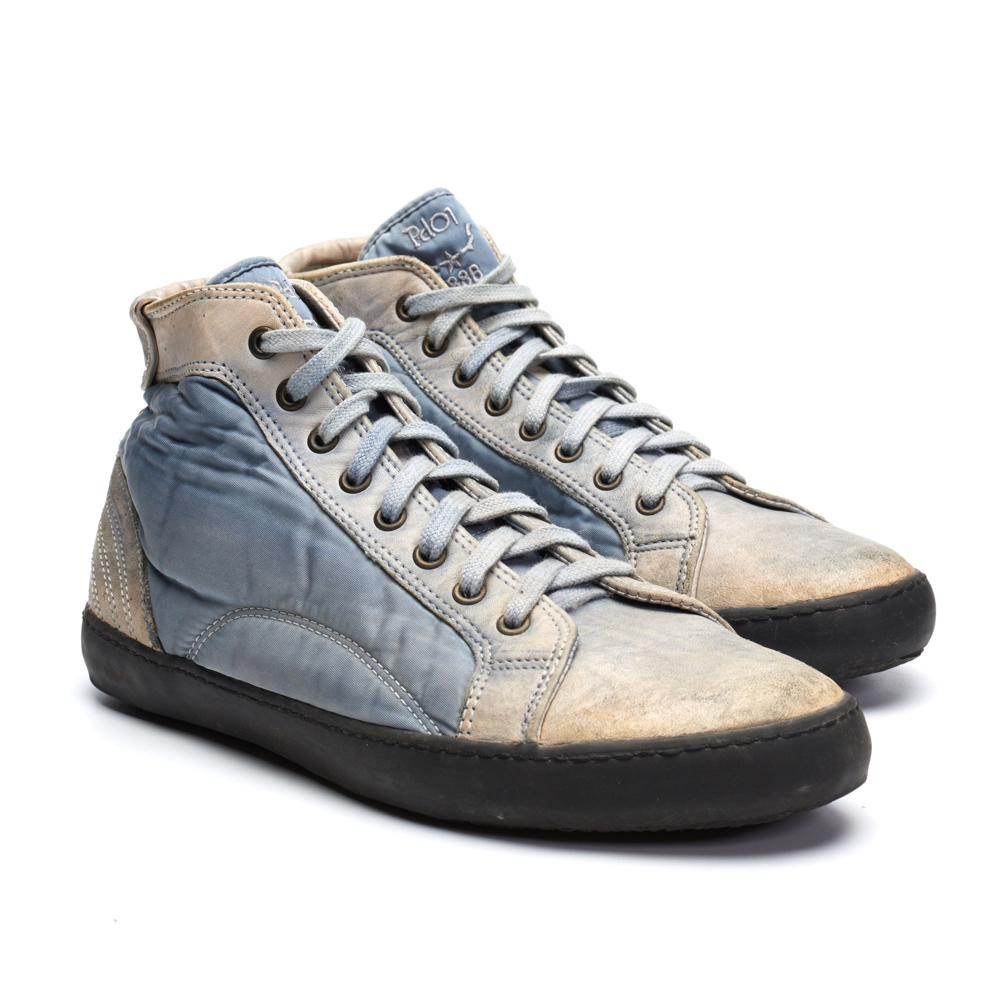 PANTOFOLA D'ORO Super Star Extra Gray Leather High Top Sneakers Shoes EU 43 US 10