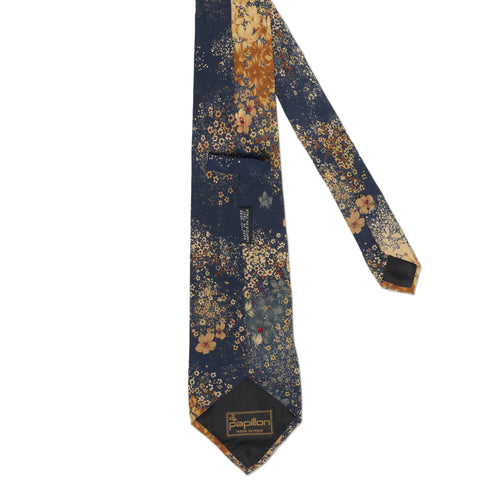PAPILLON Handmade Blue Floral Design Silk Tie