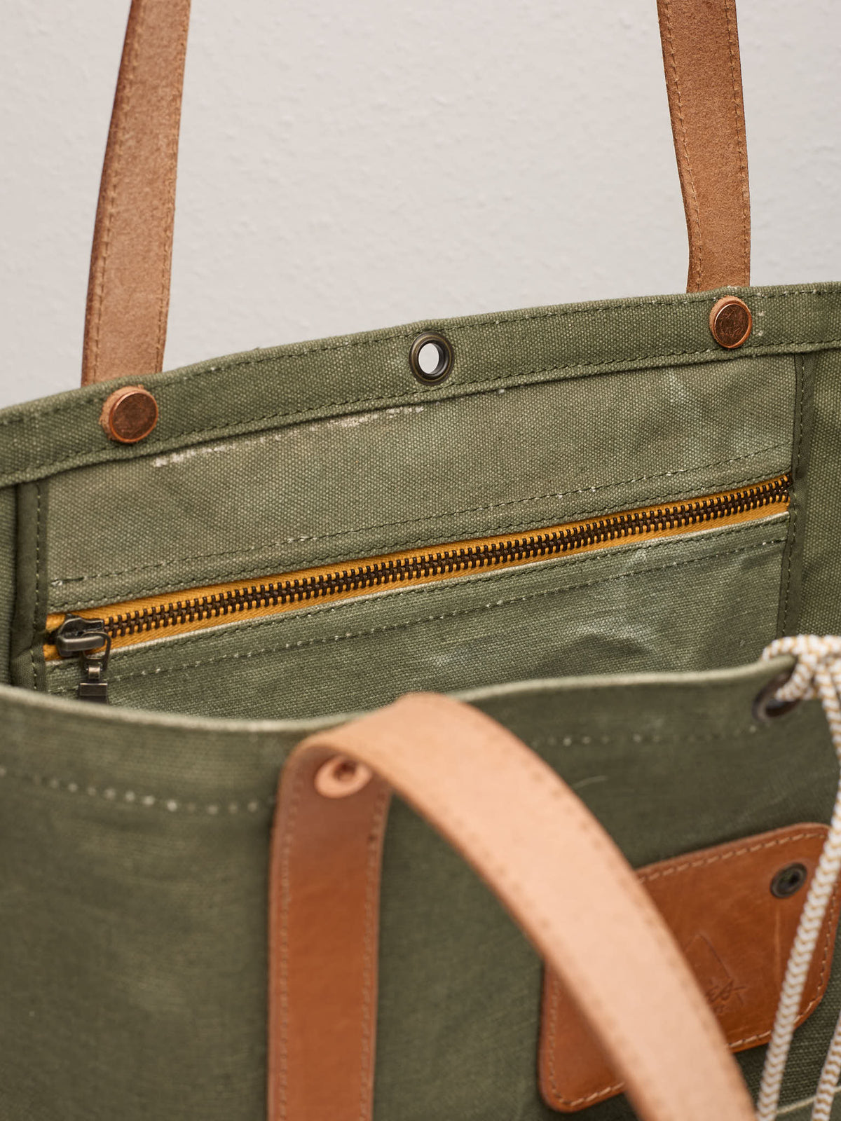 PARNÉS Leathercraft Heritage Olive Canvas Tote Bag - Handmade in Greece