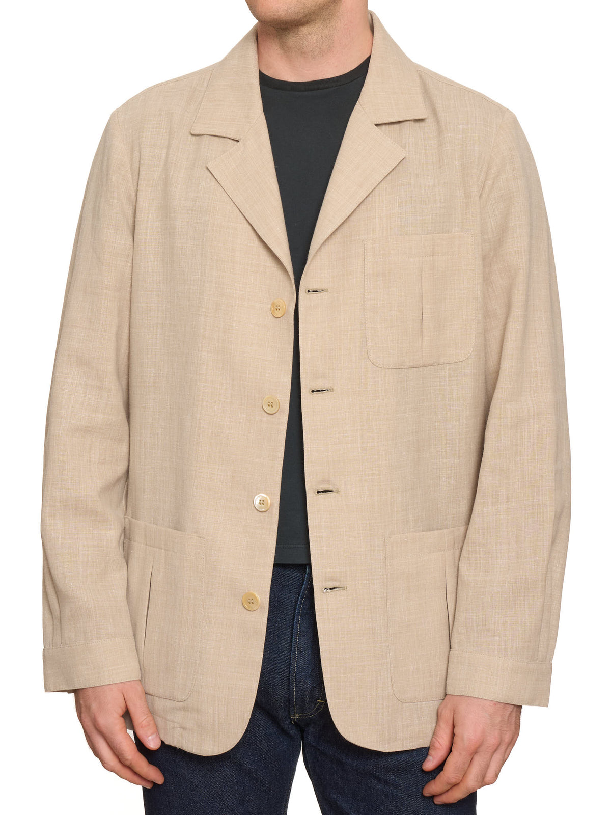 PIETRA SALATA Napoli Beige Linen-Polyamide Lightweight Jacket NEW