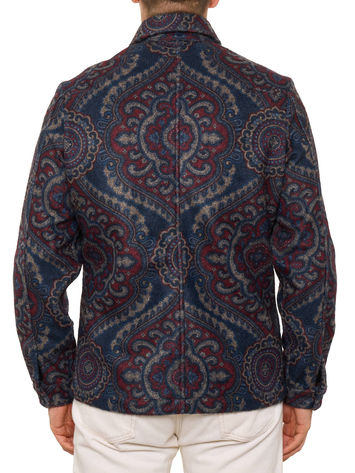 PIETRA SALATA Napoli Blue Paisley Pattern Jacket Overshirt NEW