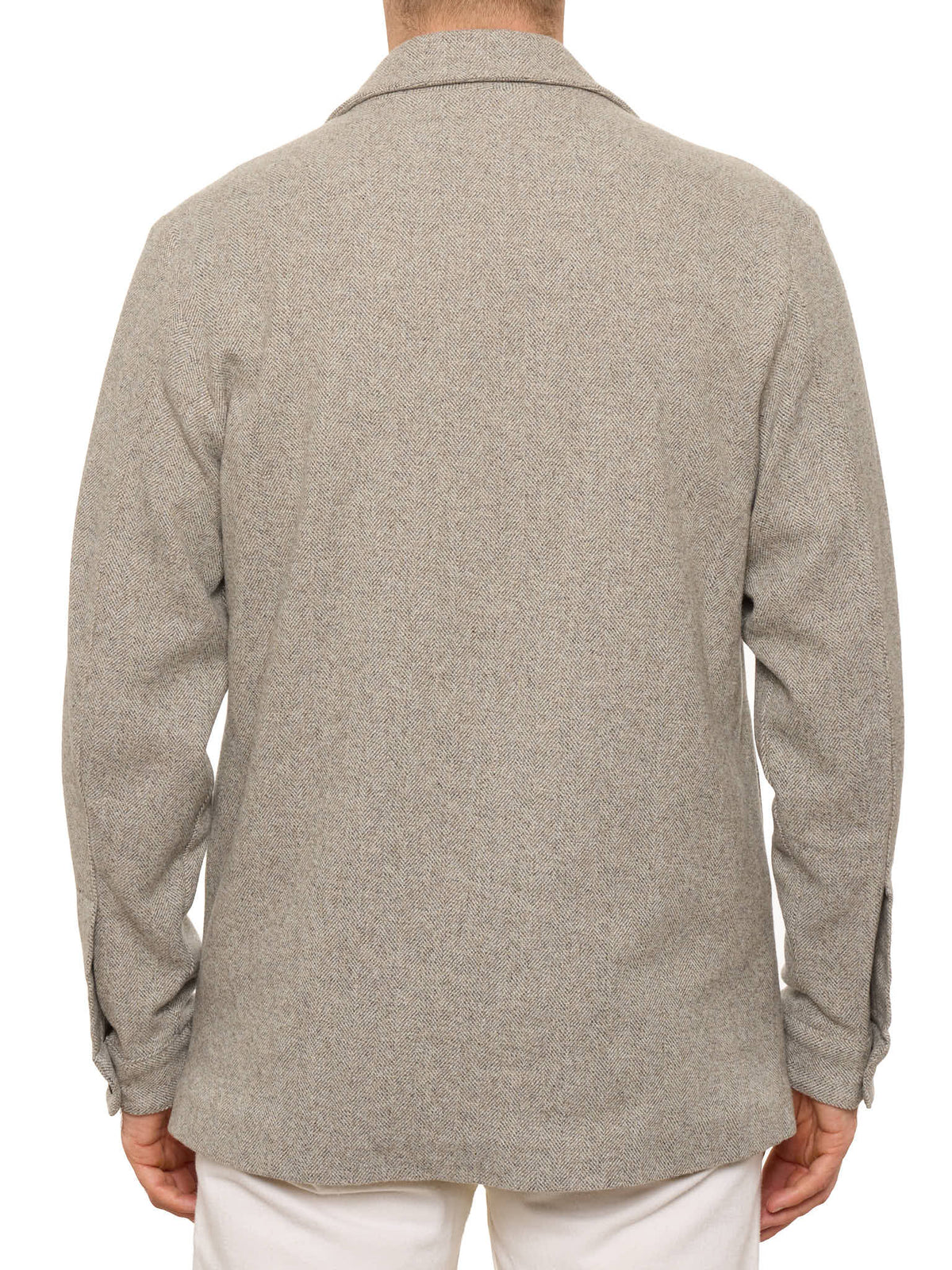 PIETRA SALATA Napoli "Drago" Gray Herringbone Wool-Cashmere Overshirt NEW S