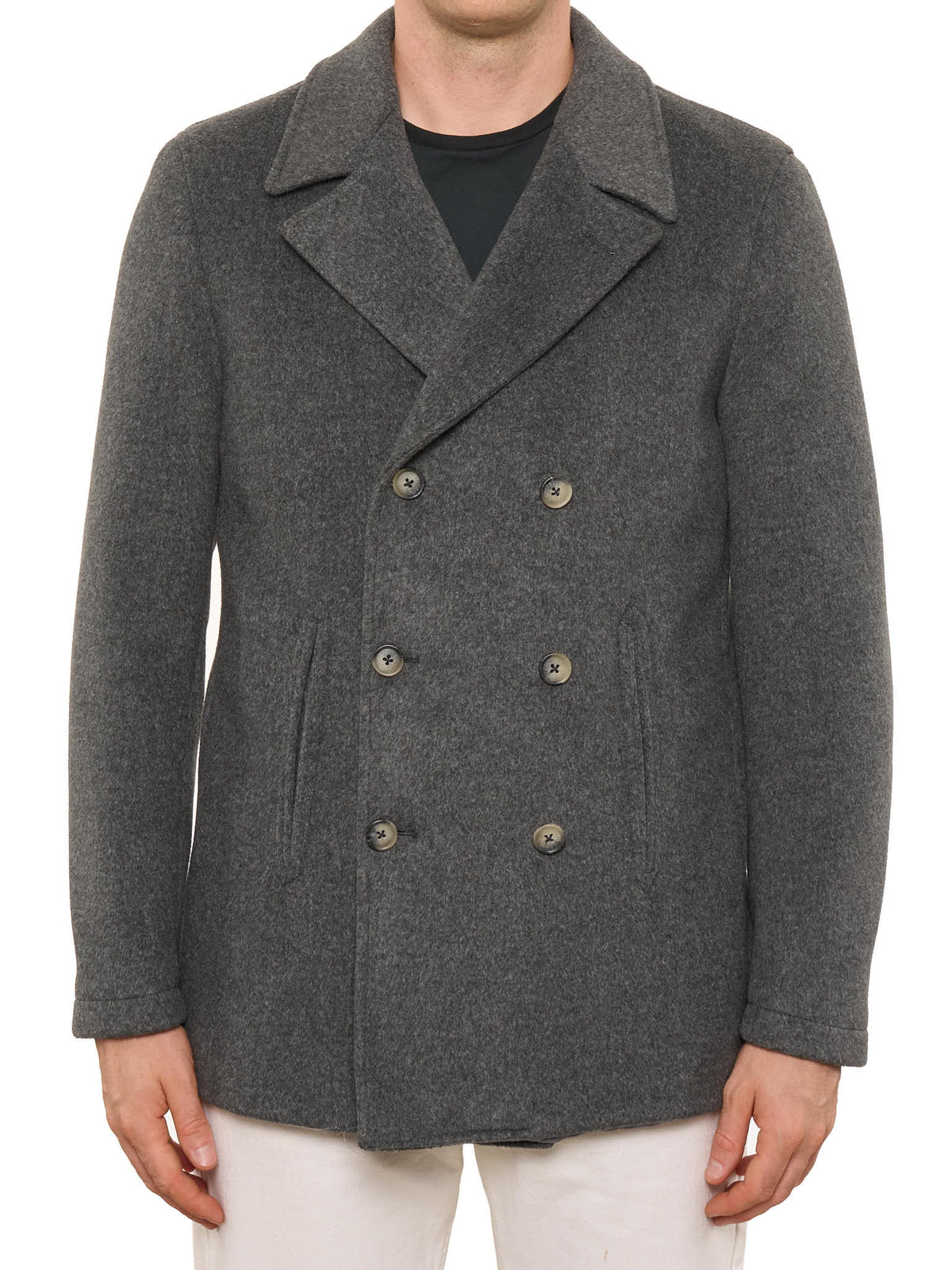 PIETRA SALATA Napoli Gray Double Breasted Peacoat NEW
