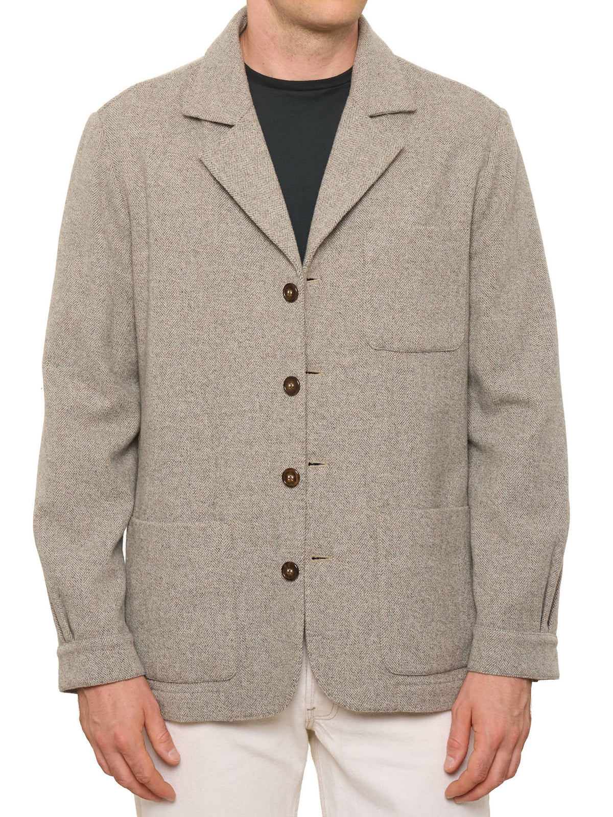 PIETRA SALATA Napoli Gray Herringbone Wool-Cashmere Jacket NEW L