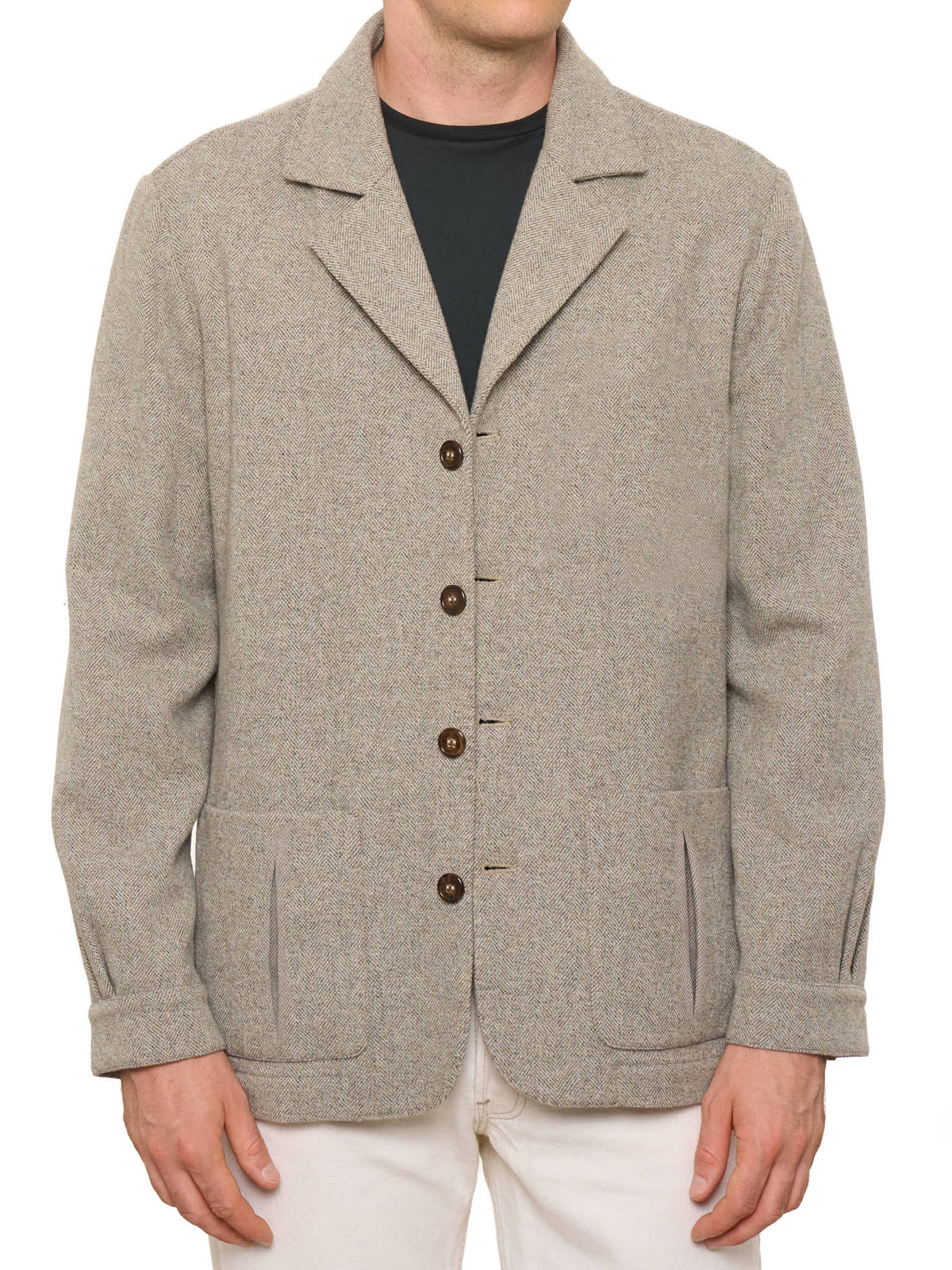 PIETRA SALATA Napoli Gray Herringbone Wool-Cashmere Jacket NEW L