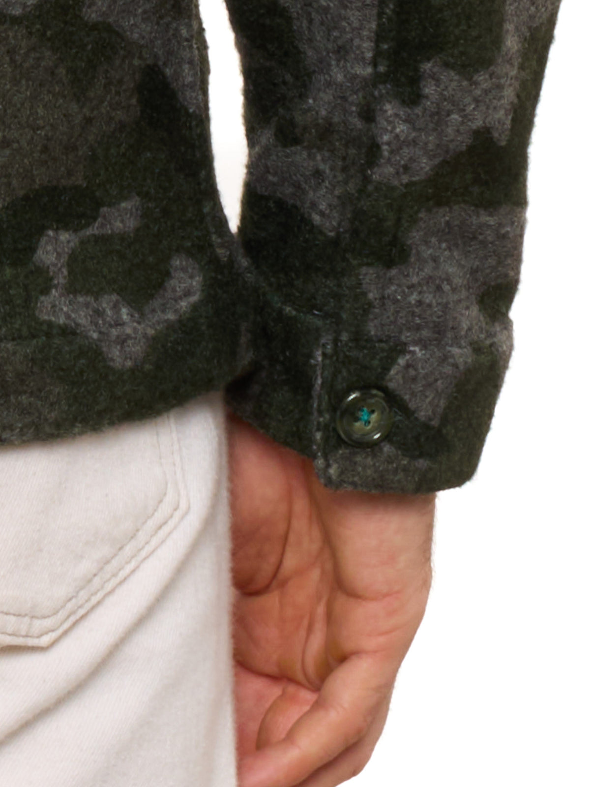 PIETRA SALATA Napoli Green-Gray Camo Safari Jacket Overshirt NEW