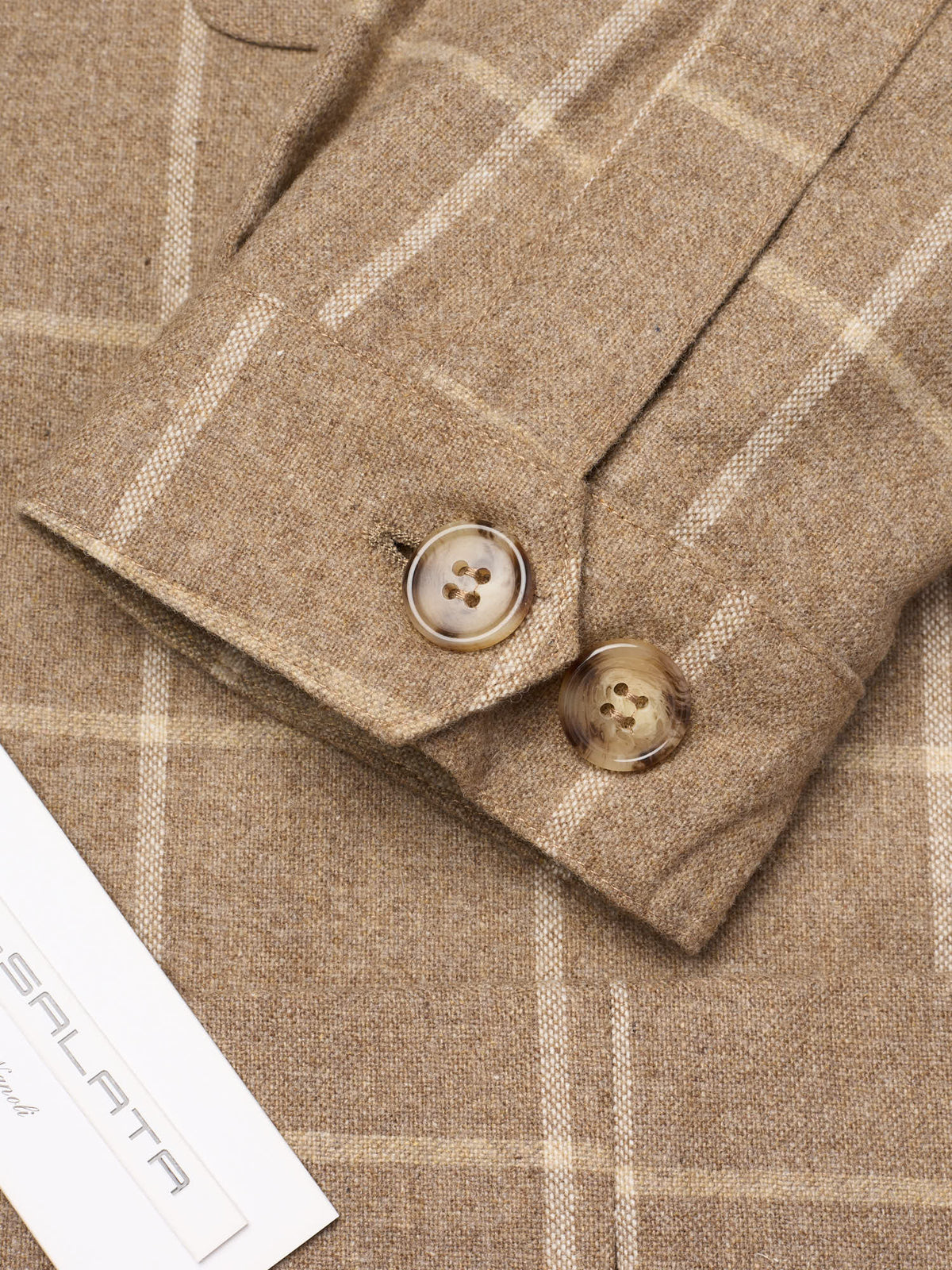 PIETRA SALATA Napoli "John" Beige Windowpane Wool Travel Jacket Car Coat NEW Slim