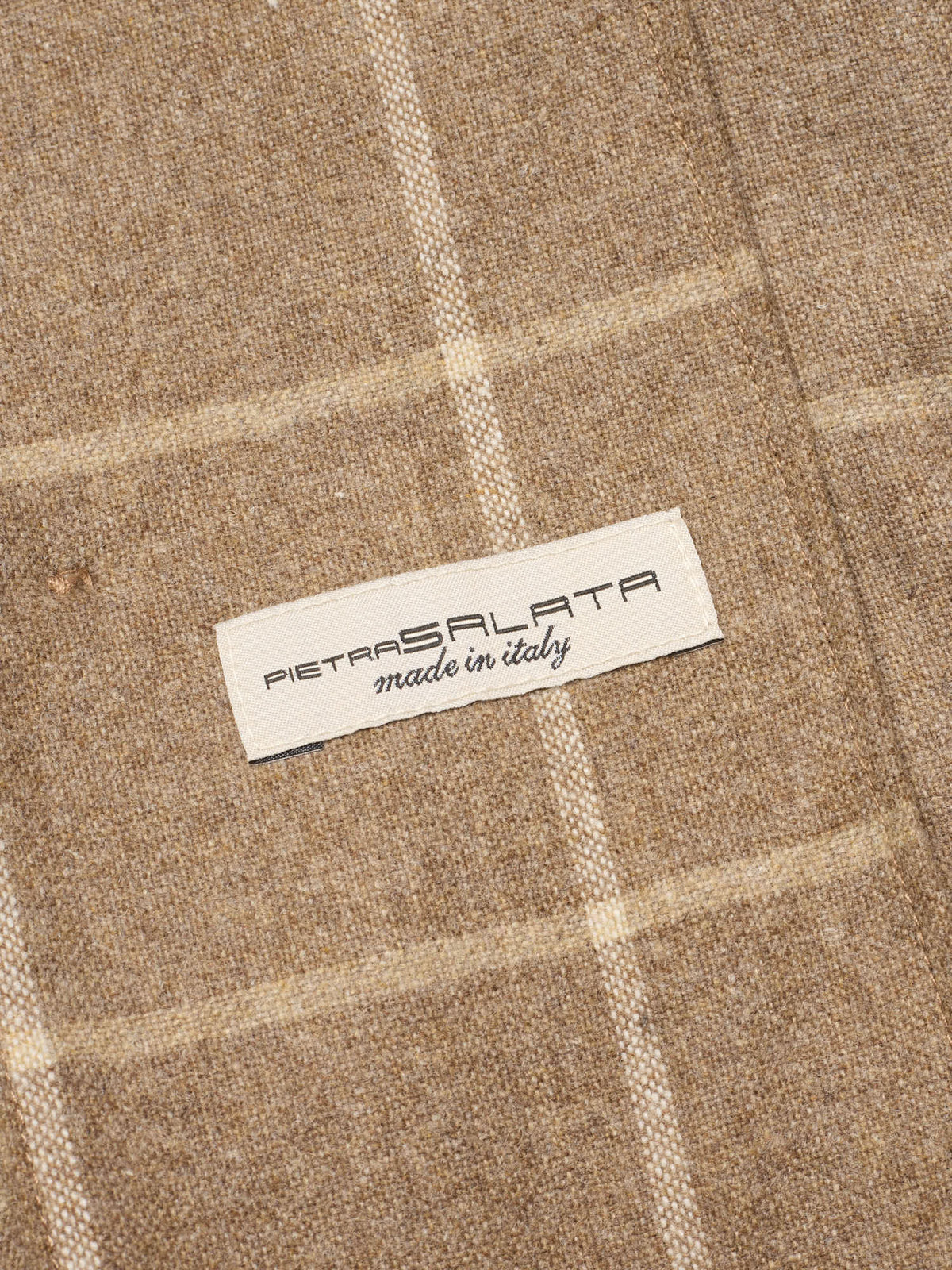 PIETRA SALATA Napoli "John" Beige Windowpane Wool Travel Jacket Car Coat NEW Slim