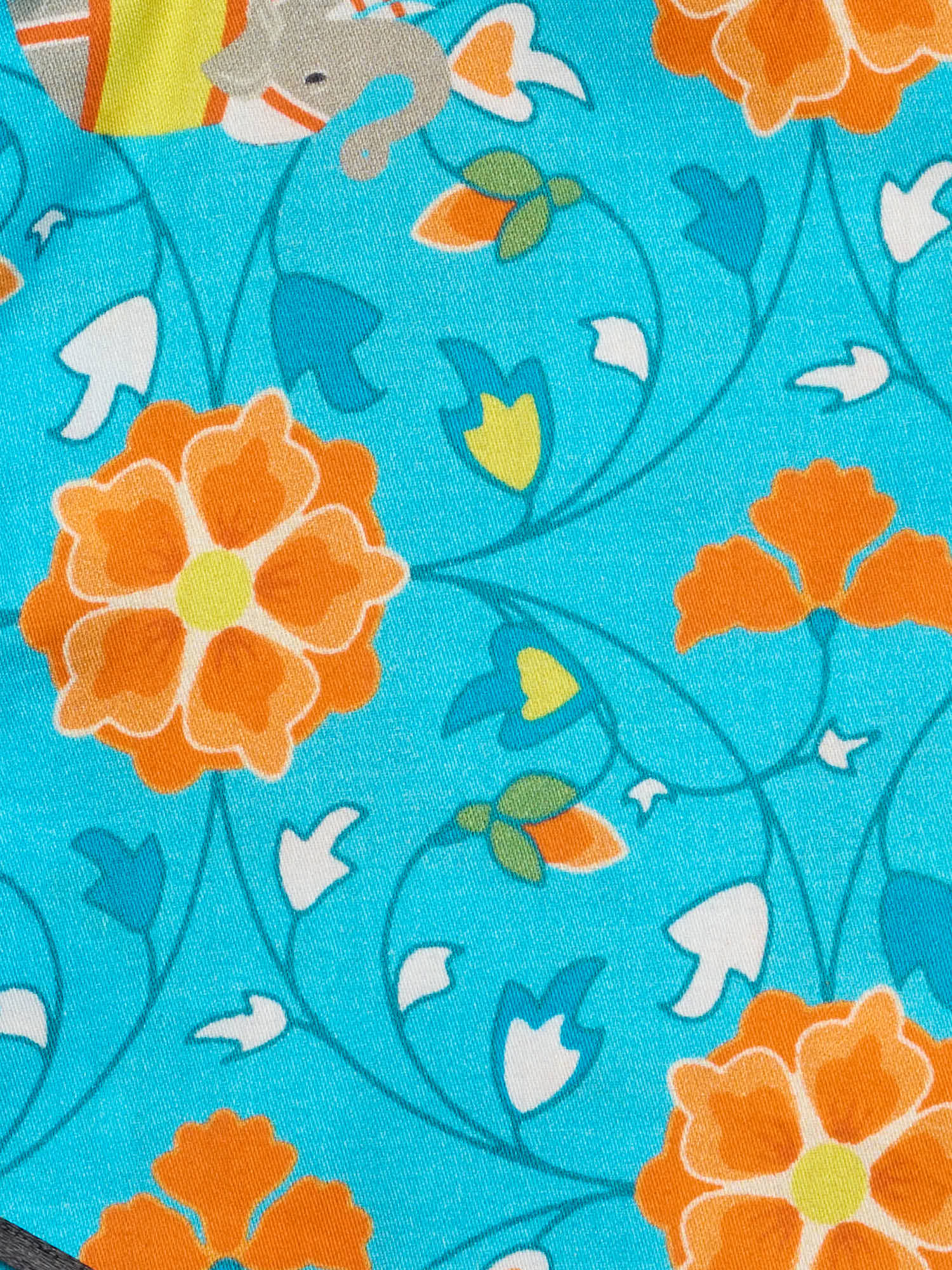 PIETRA SALATA Blue-Orange Floral Pattern Cotton Spread Collar Shirt