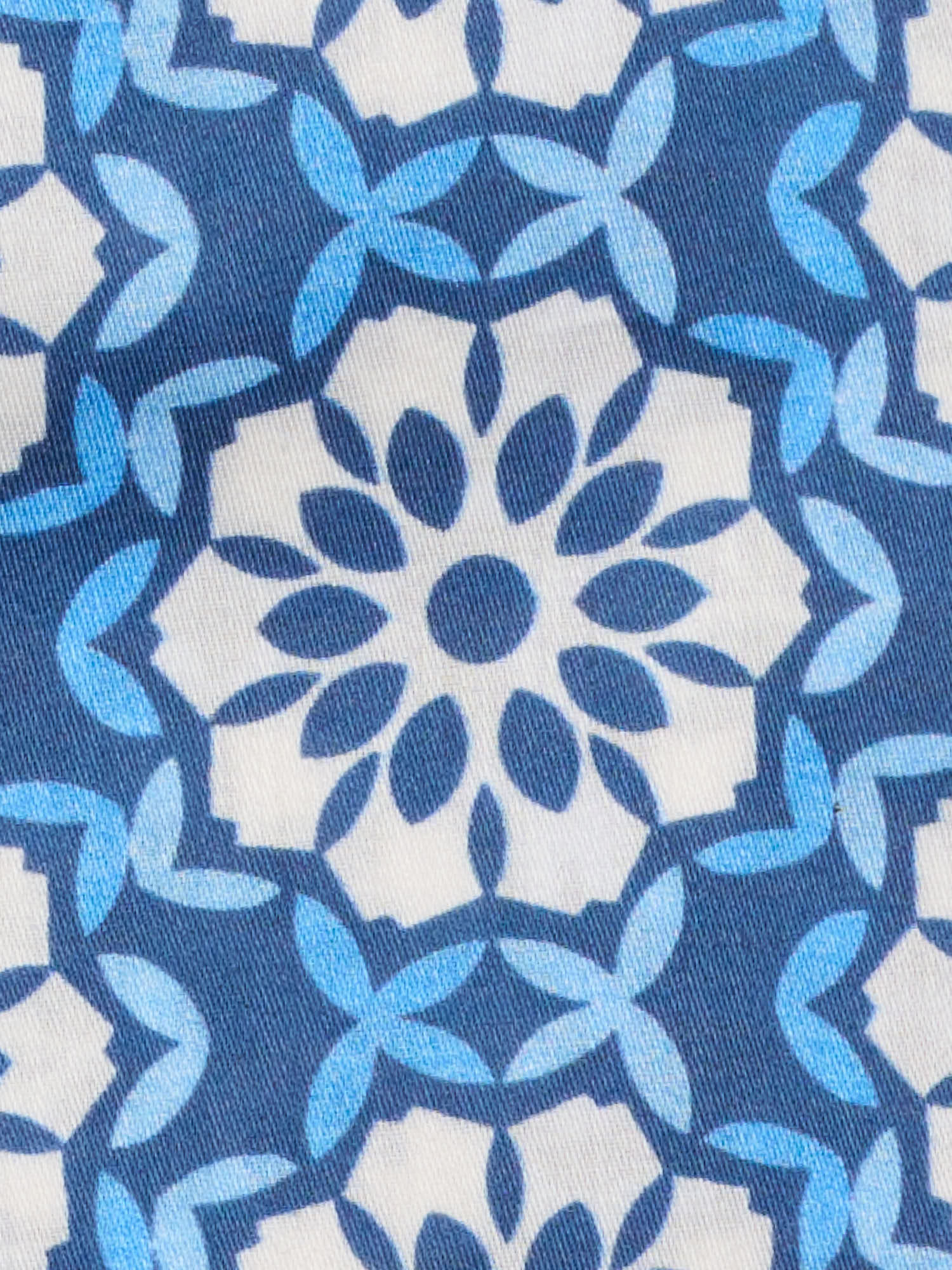 PIETRA SALATA Blue-White Floral Cotton Mandarin Collar Shirt