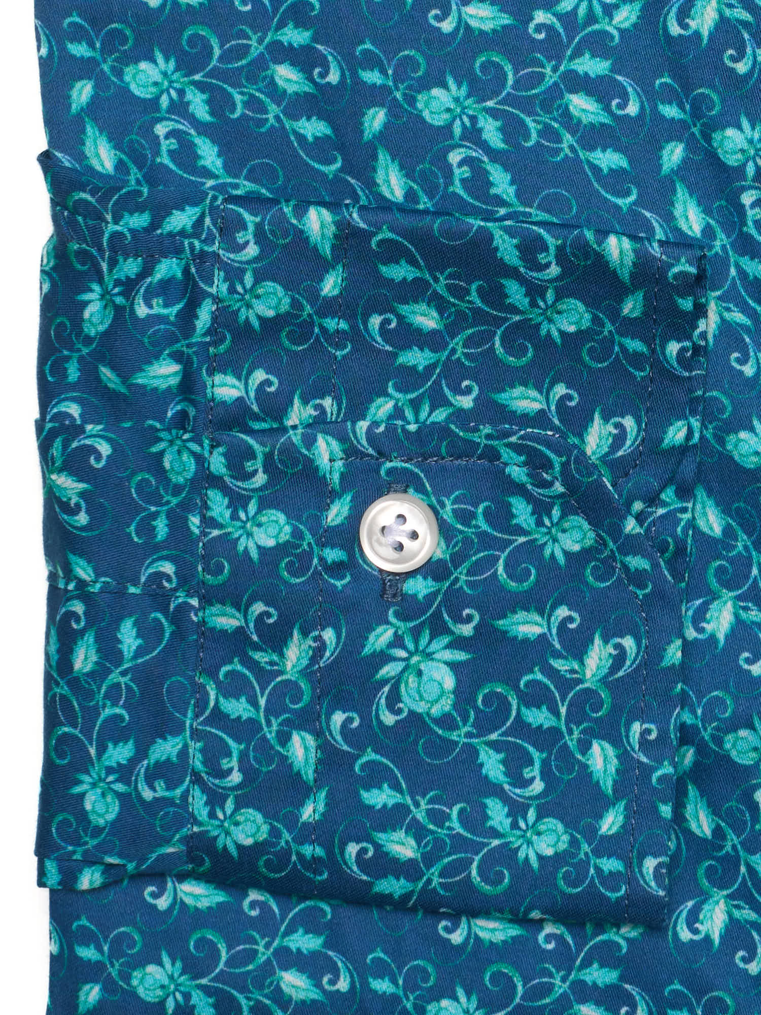 PIETRA SALATA Blue Floral Cotton Spread Collar Shirt