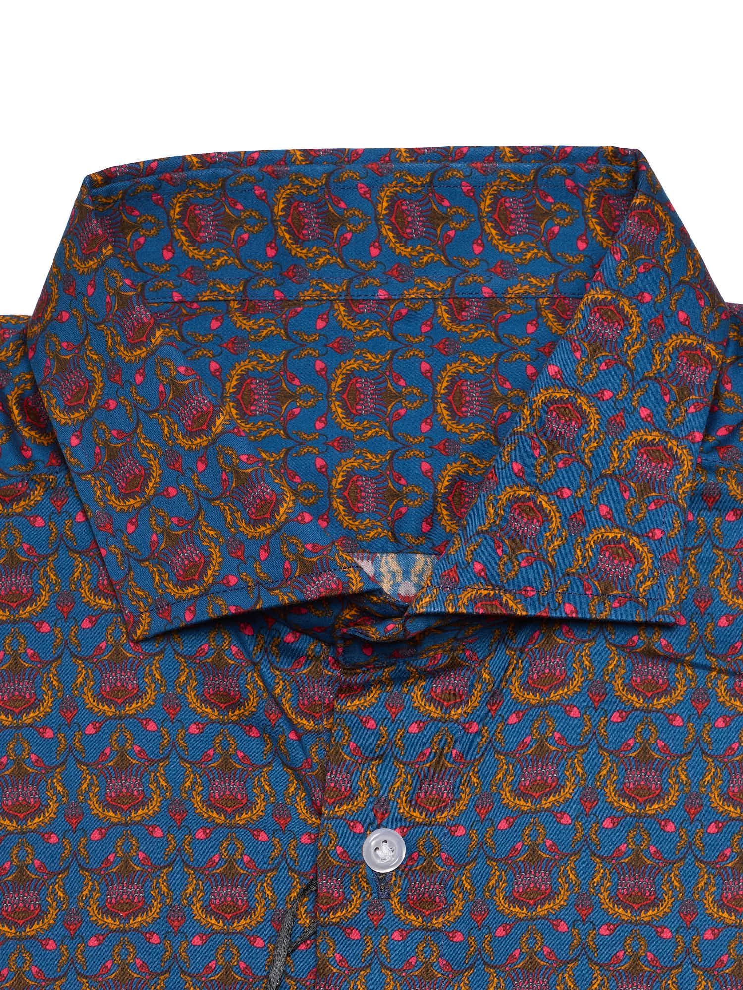 PIETRA SALATA Blue Floral Pattern Cotton Shirt