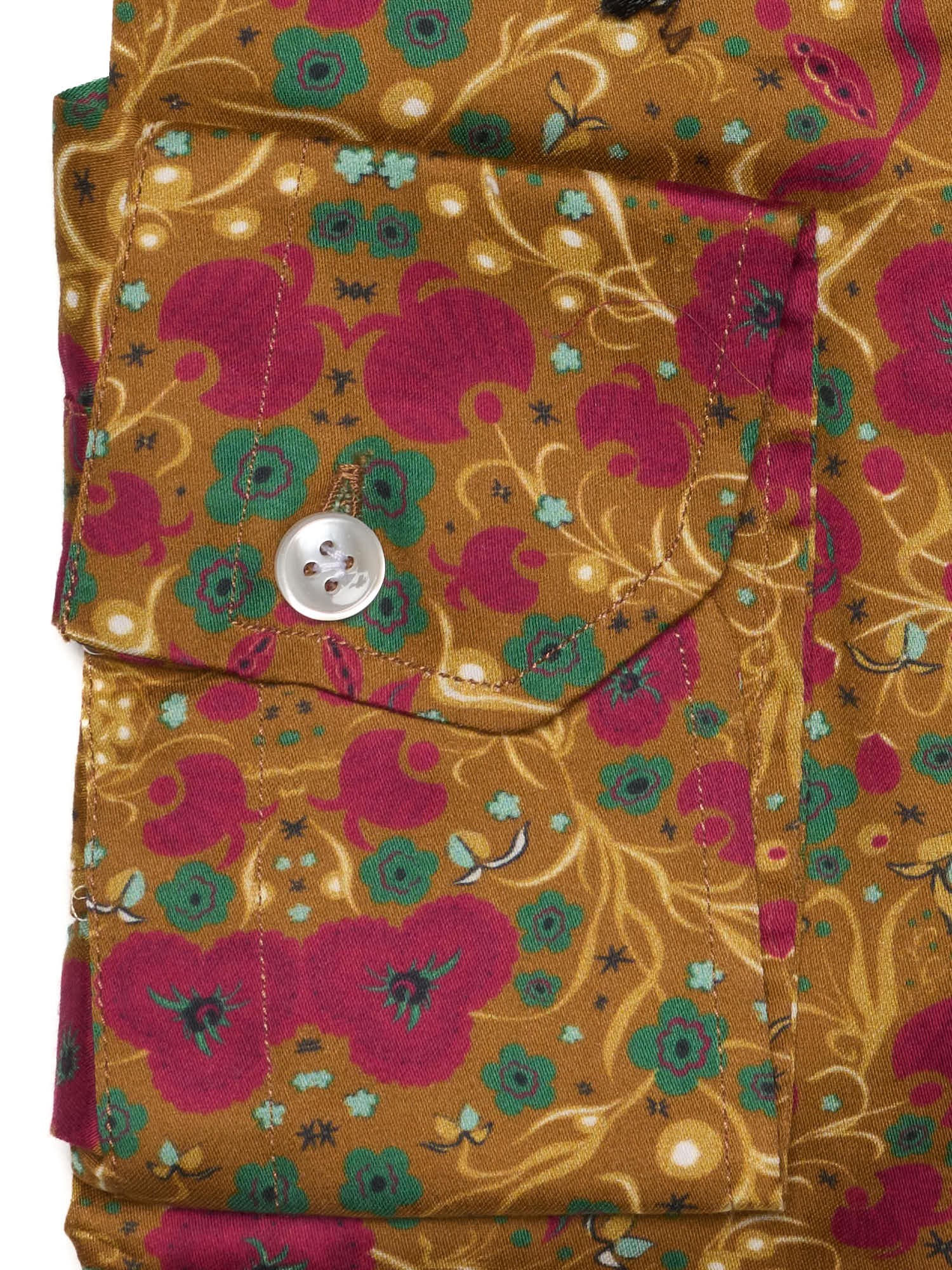 PIETRA SALATA Bronze with Floral Pattern Cotton Shirt