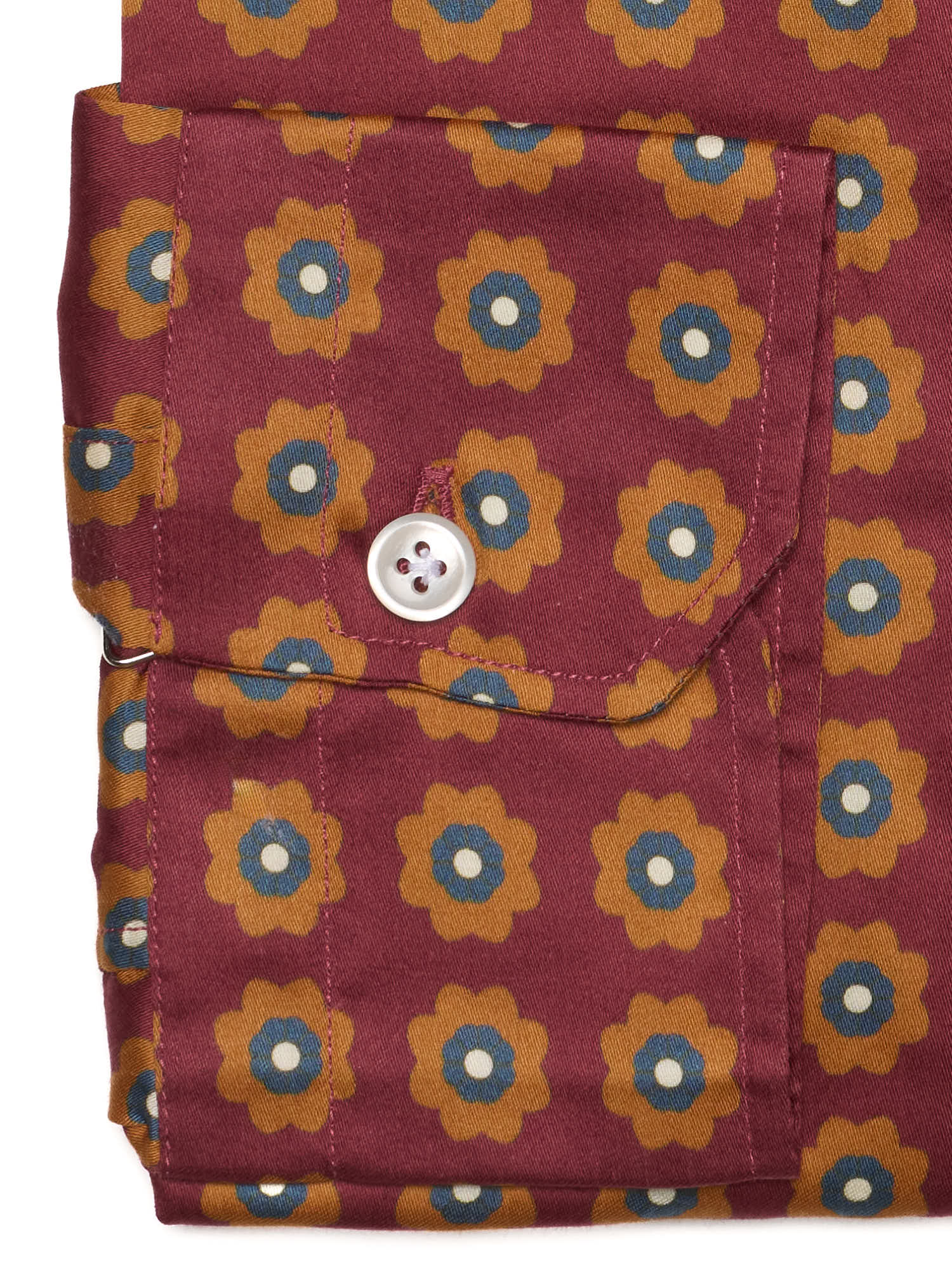 PIETRA SALATA Burgundy Medallion Cotton Spread Collar Shirt