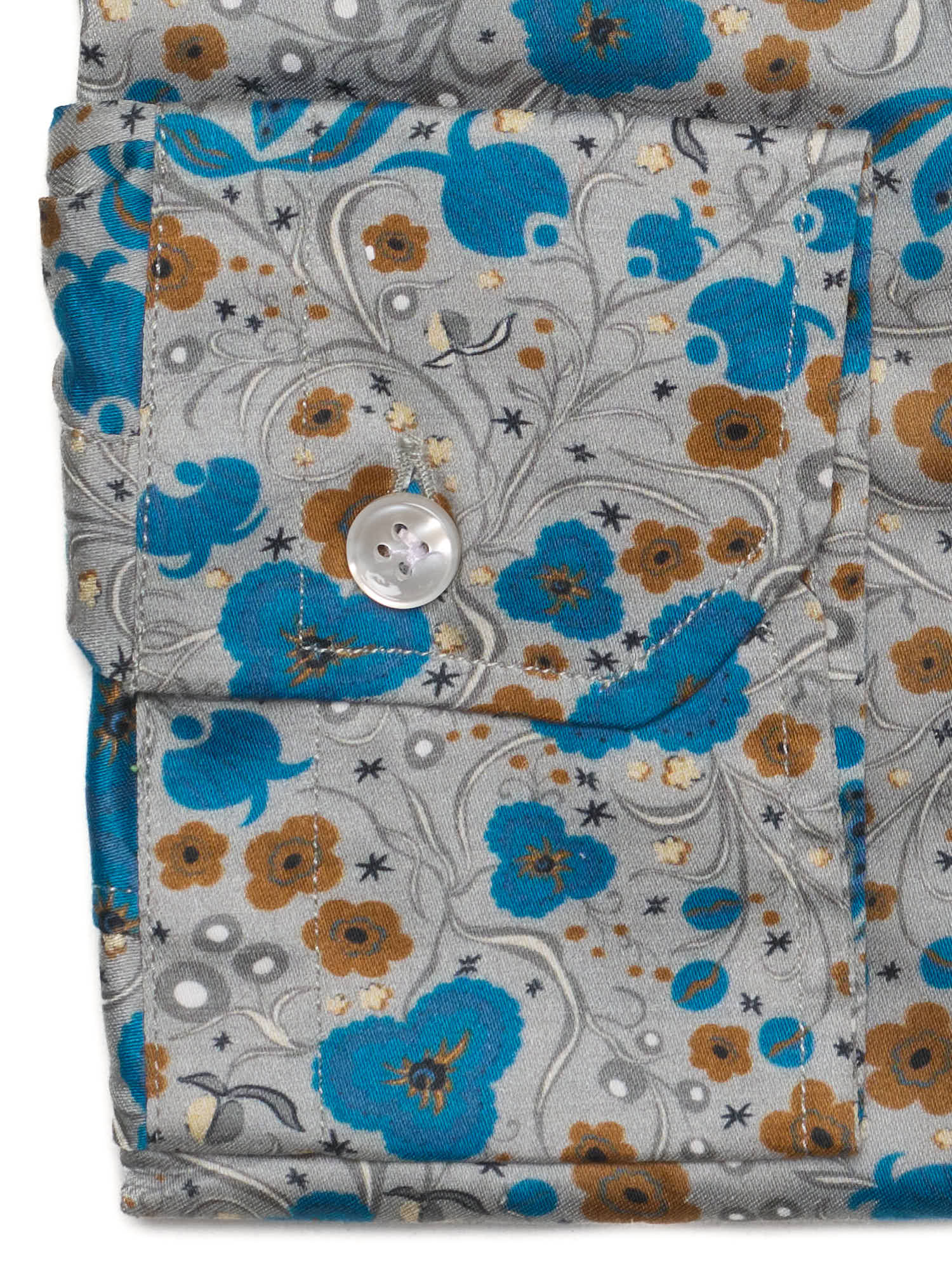 PIETRA SALATA Gray Floral Cotton Shirt