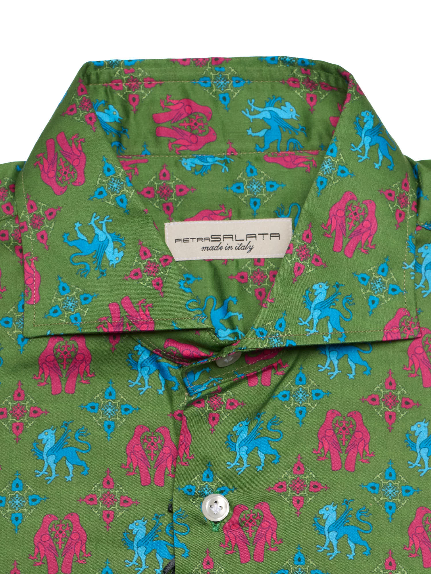 PIETRA SALATA Green Pattern Cotton Shirt