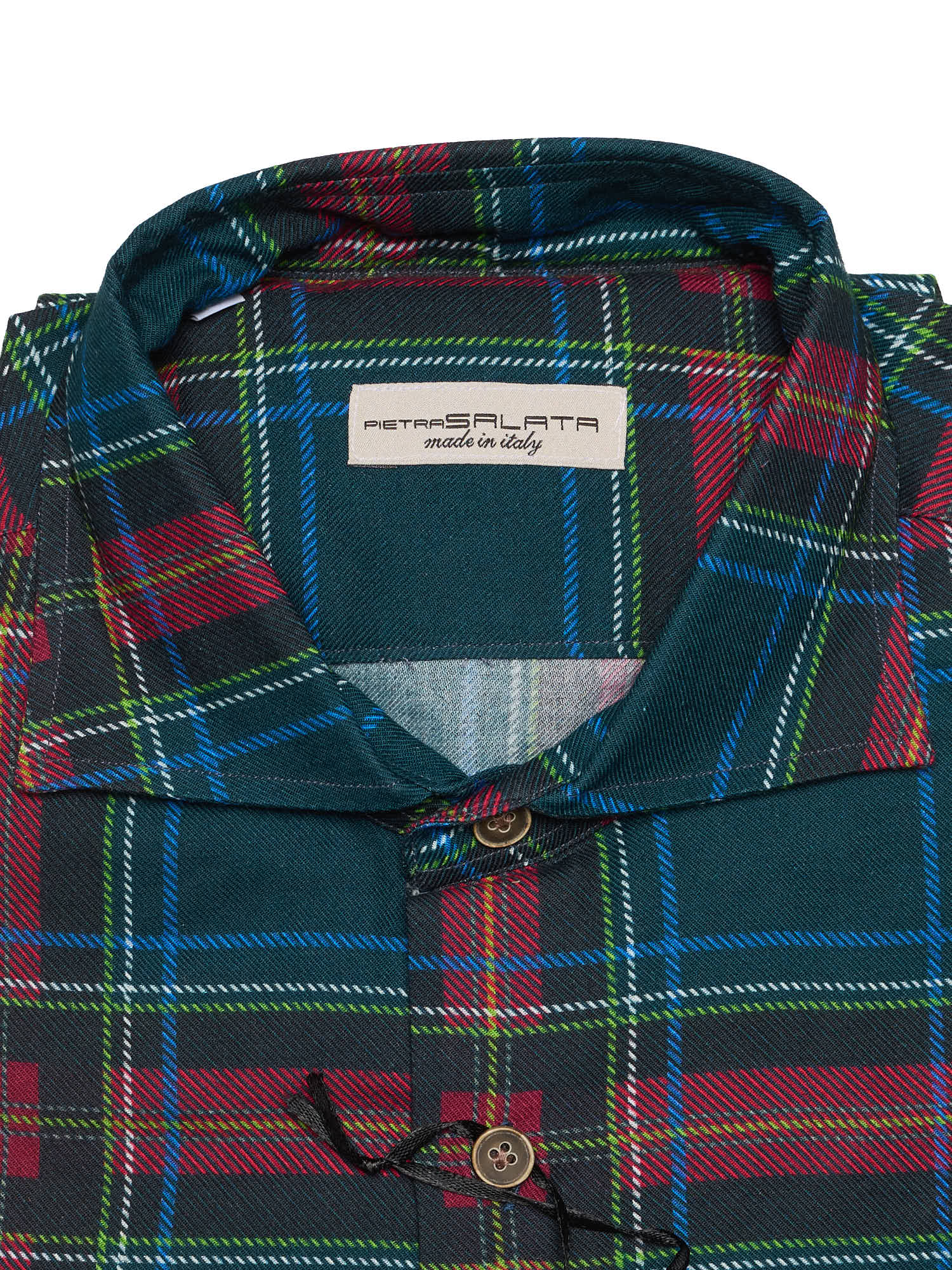 PIETRA SALATA Multicolor Plaid Twill Spread Collar Shirt