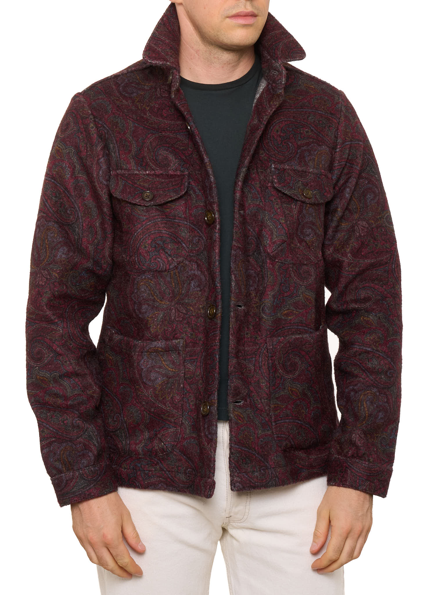 PIETRA SALATA Napoli Beetroot Paisley Safari Jacket Overshirt NEW