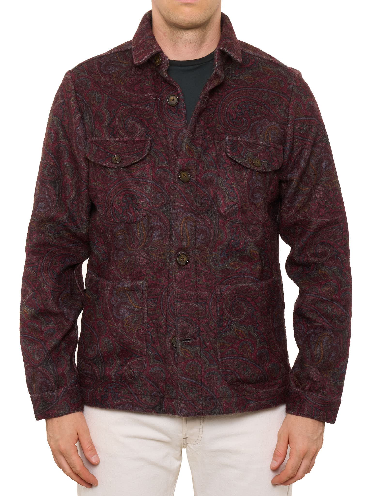 PIETRA SALATA Napoli Beetroot Paisley Safari Jacket Overshirt NEW