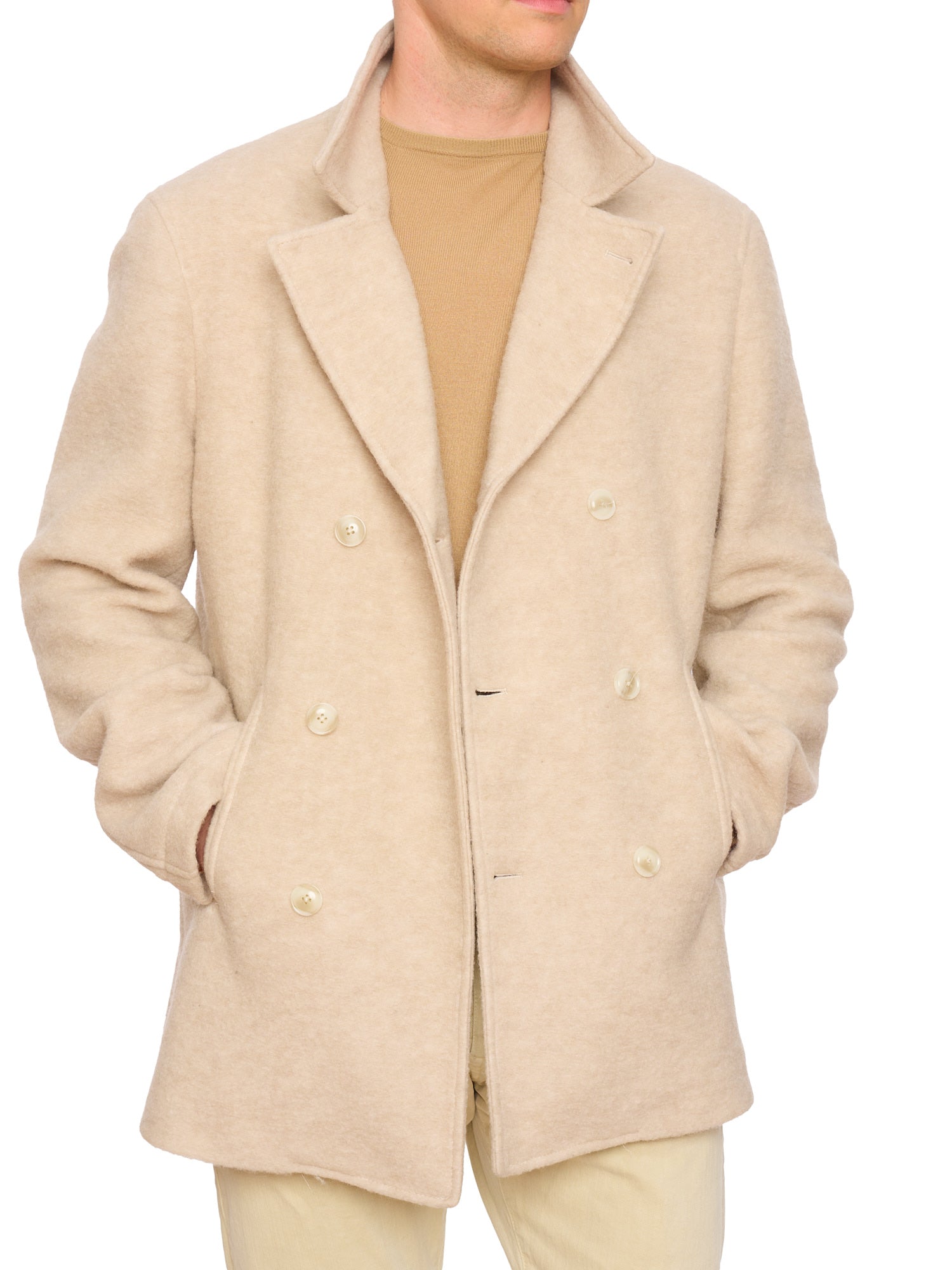 PIETRA SALATA Napoli Beige Navajo Lining Peacot Jacket NEW