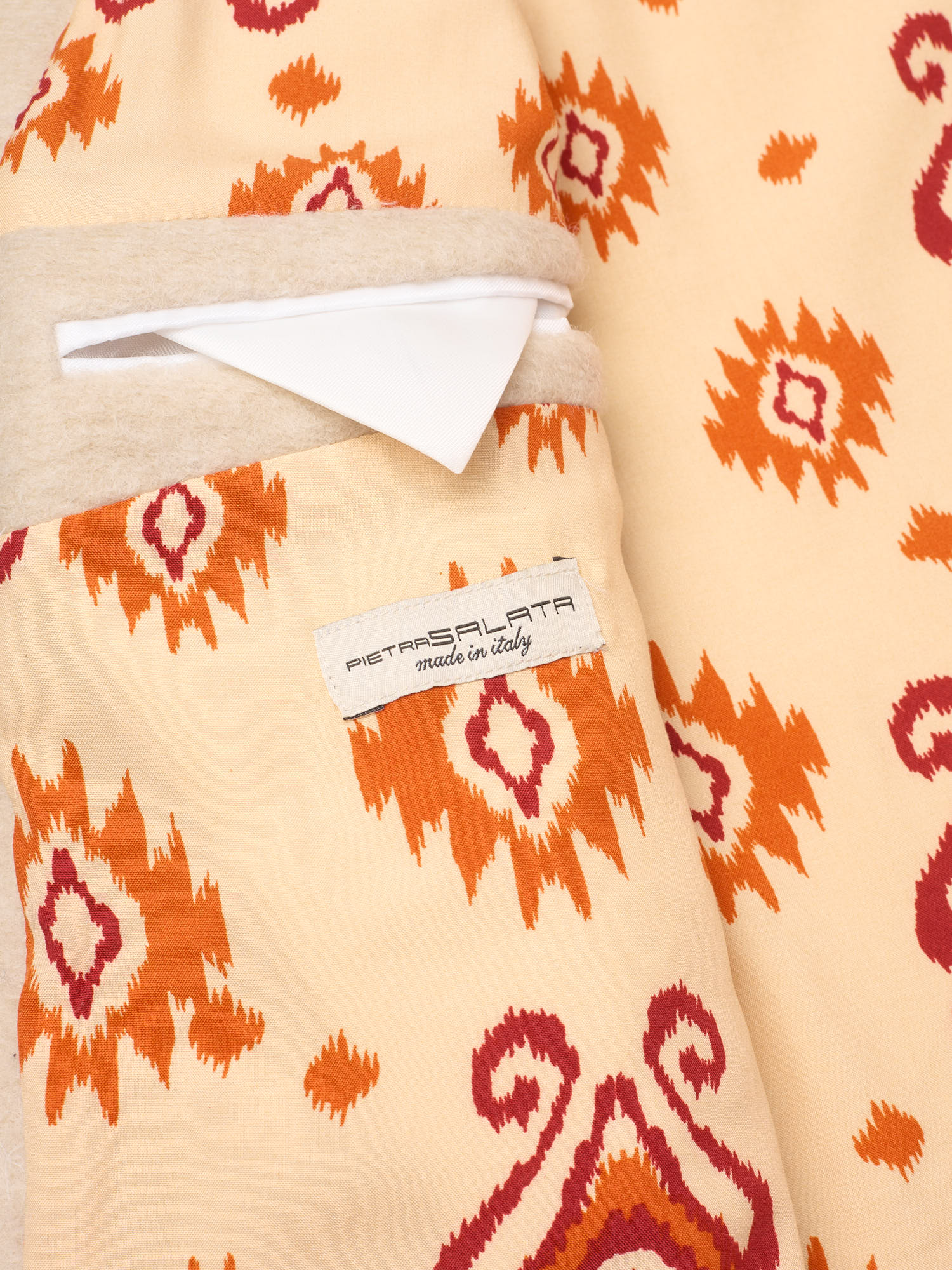 PIETRA SALATA Napoli Beige Navajo Lining Peacot Jacket NEW