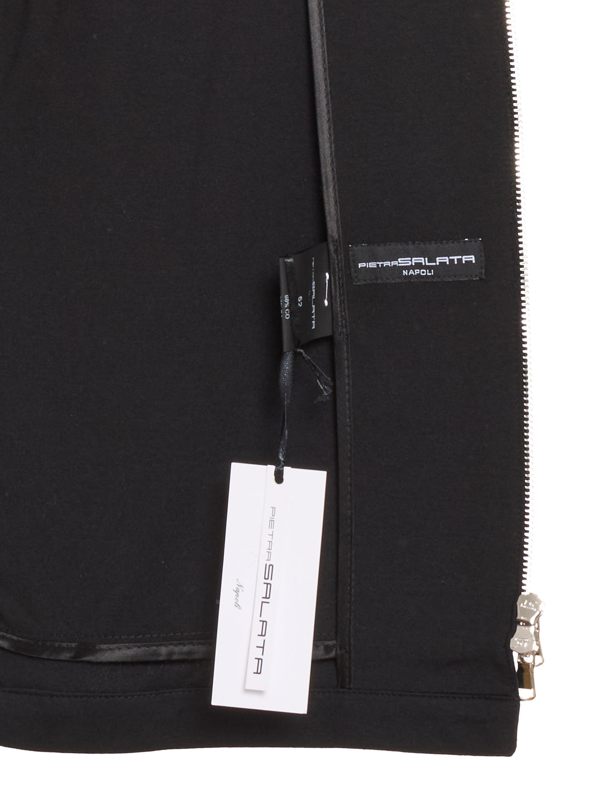 PIETRA SALATA Napoli Black Cotton-Polyester-Elastane Harrington Jacket NEW
