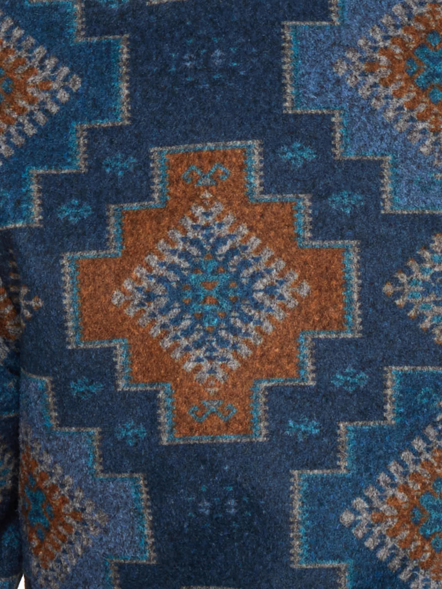 PIETRA SALATA Blue-Brown Southwestern Navajo Geometric Jacket Overshirt NEW