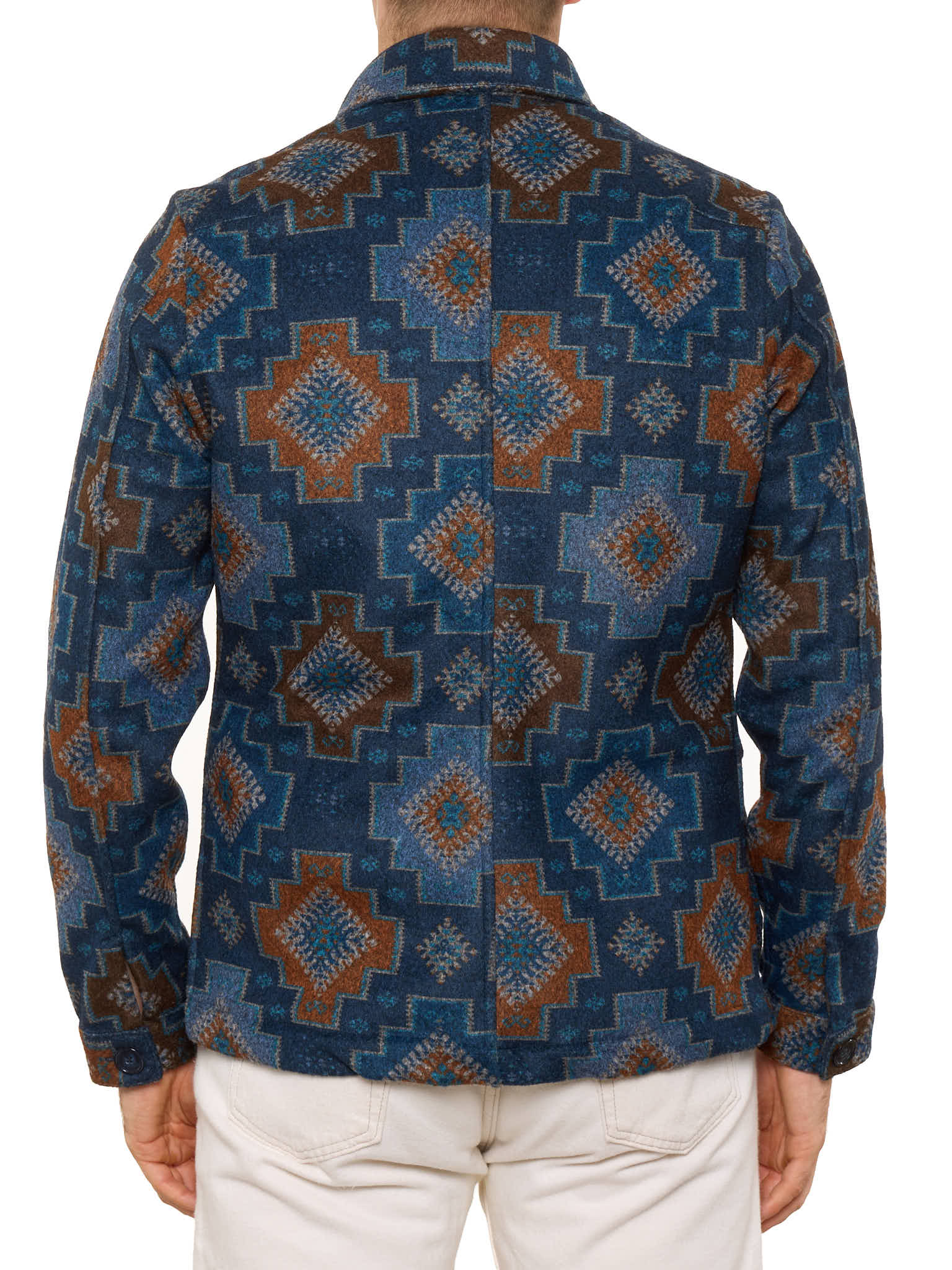 PIETRA SALATA Blue-Brown Southwestern Navajo Geometric Jacket Overshirt NEW