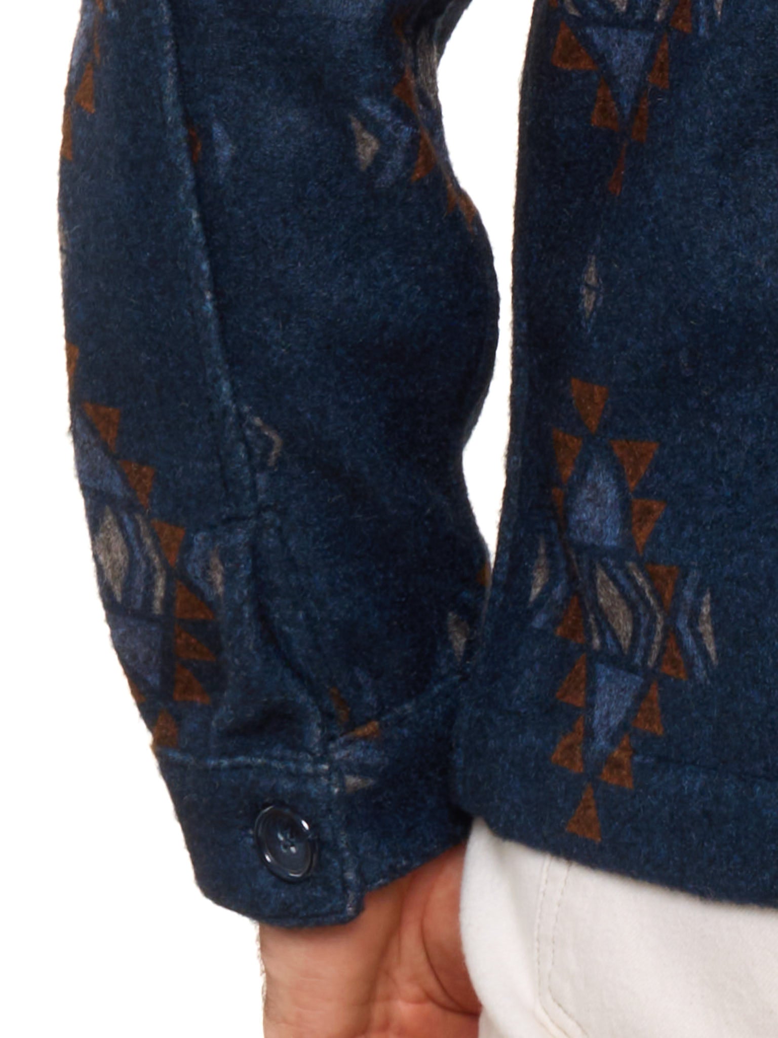 PIETRA SALATA Napoli Blue Navajo Geometric Pattern Safari Jacket Overshirt NEW
