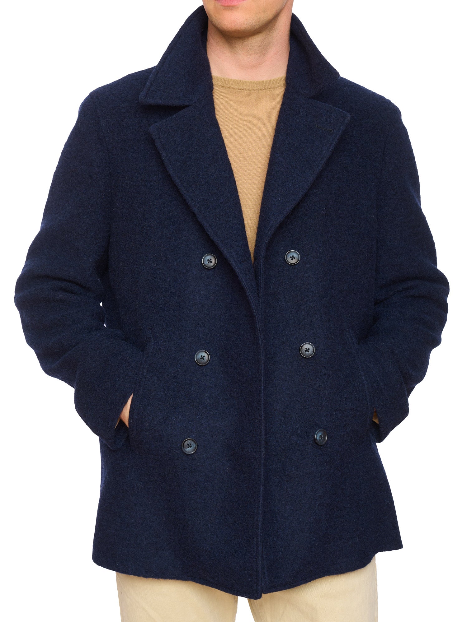 PIETRA SALATA Napoli Blue Navajo Lining Peacot Jacket Lana Cotta