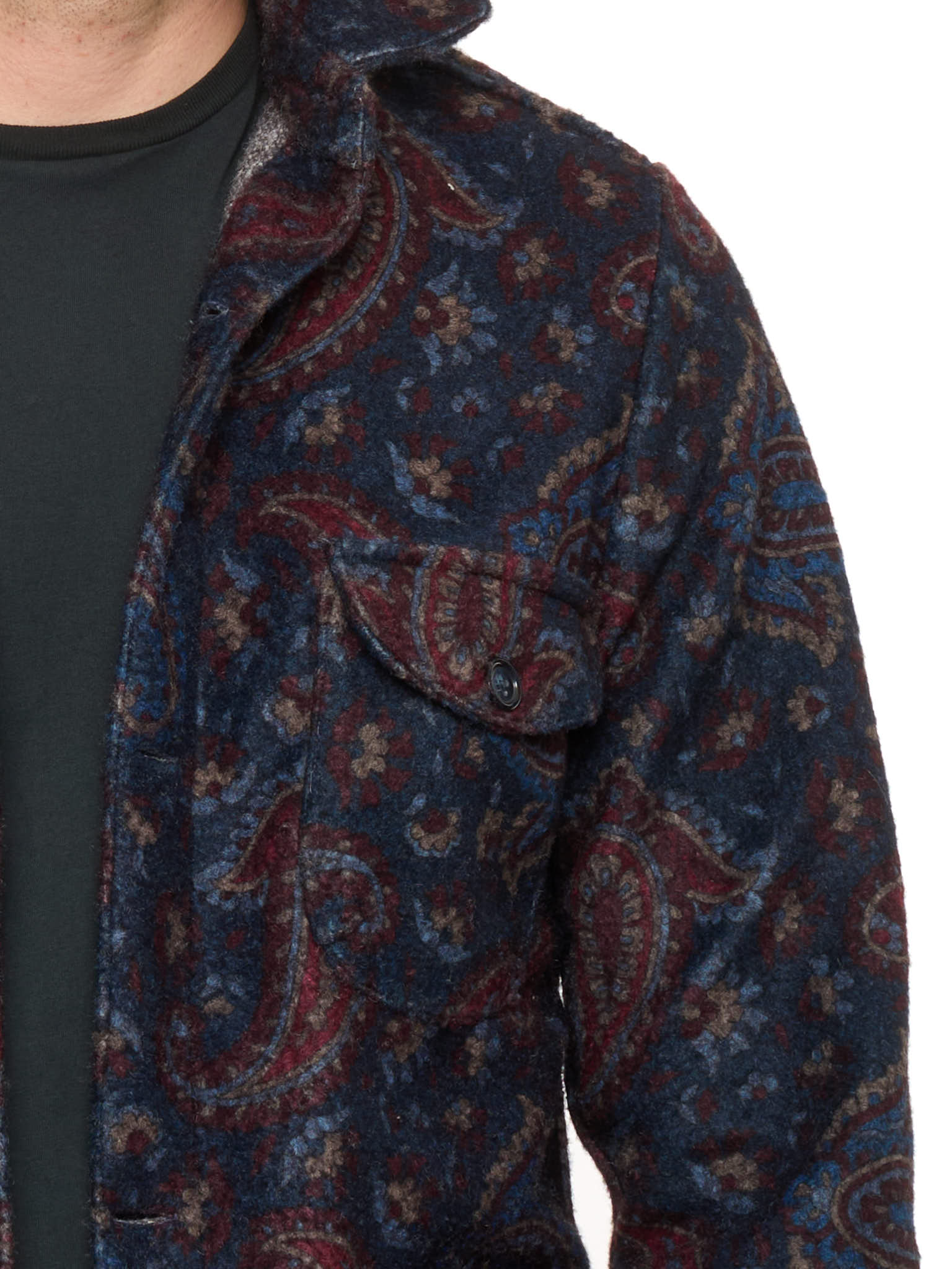 PIETRA SALATA Napoli Blue Paisley Safari Jacket Overshirt NEW