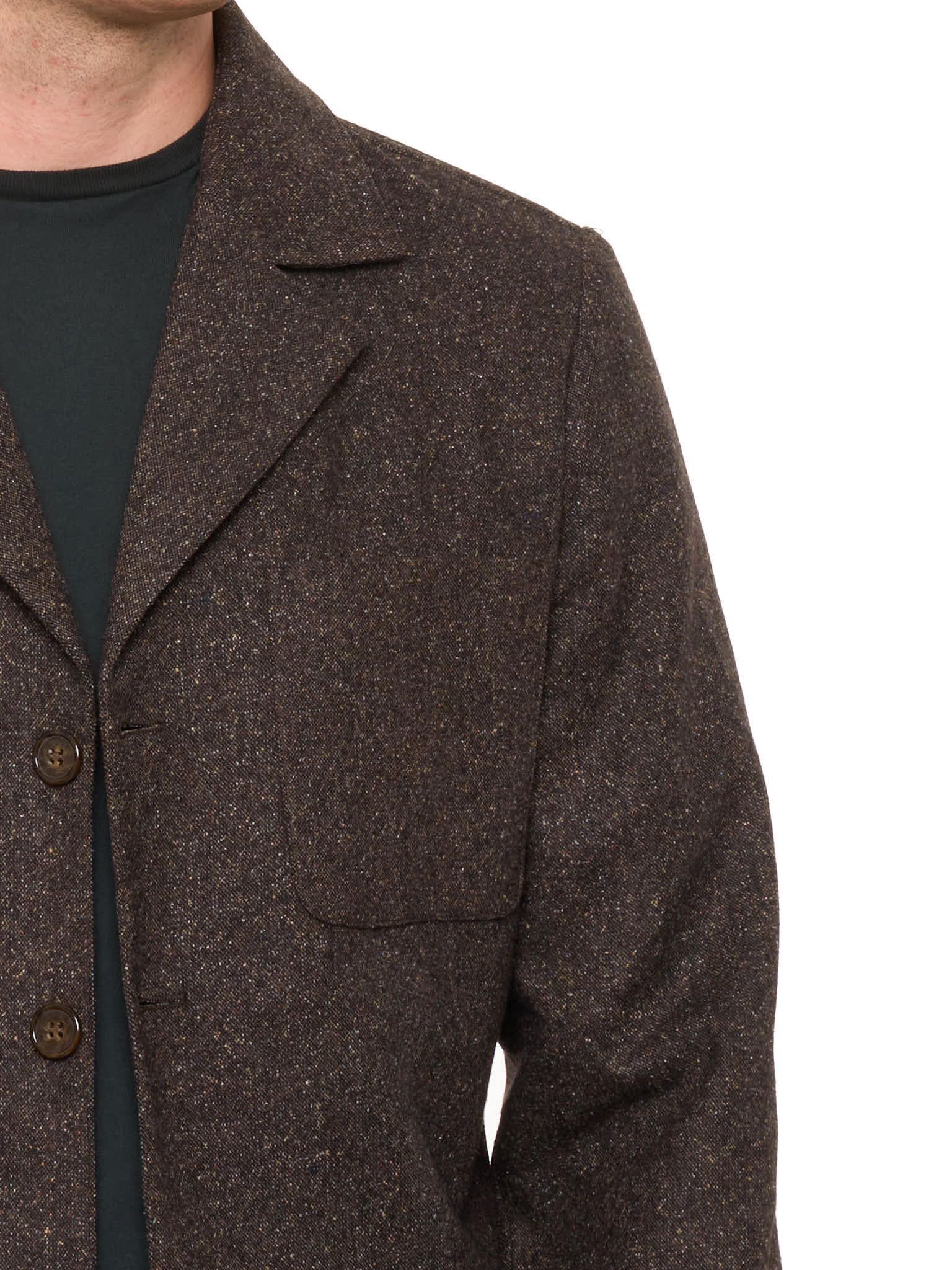 PIETRA SALATA Napoli Brown Donegal Wool-Silk Blend Stretch Jacket NEW M