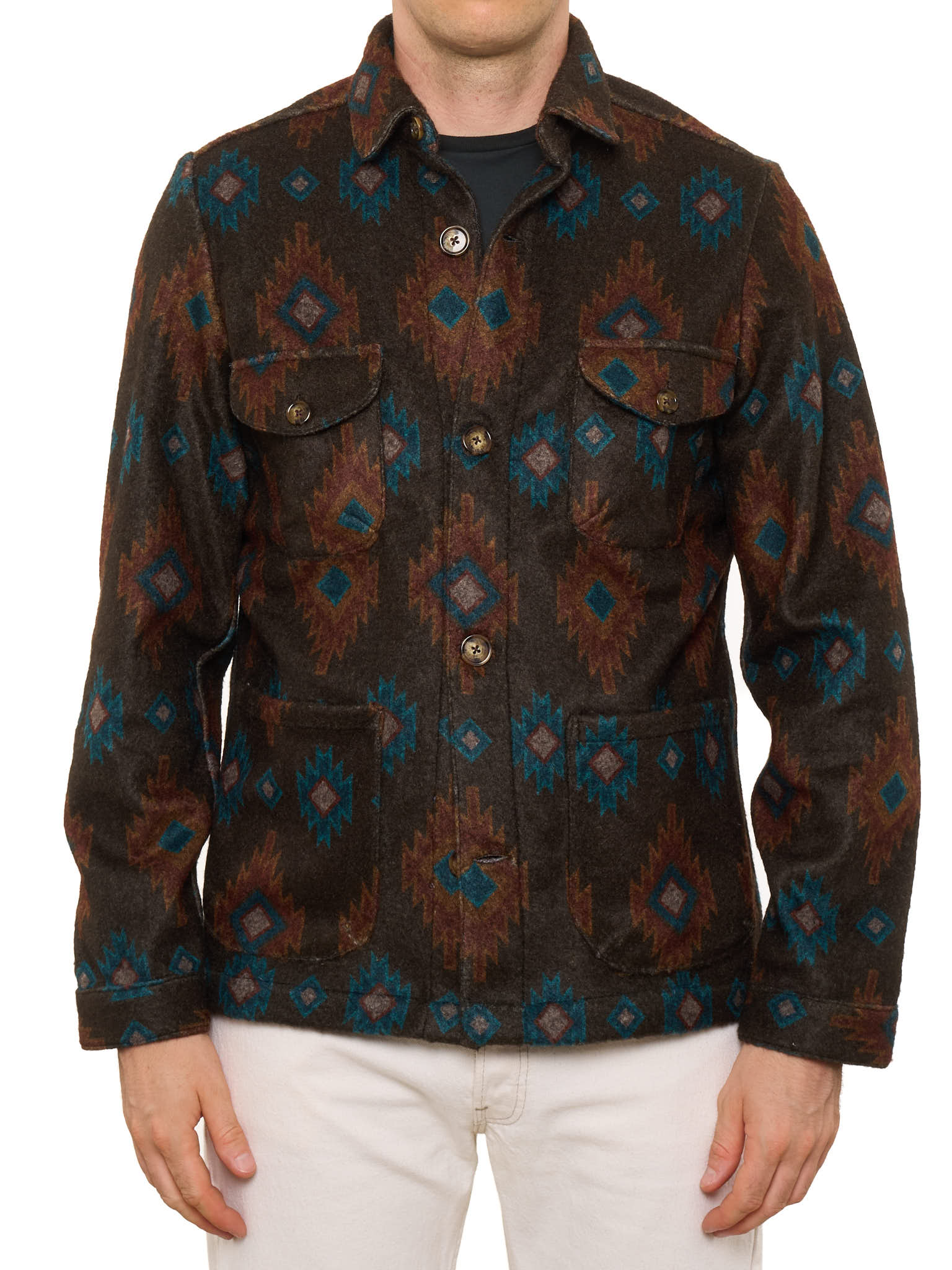 PIETRA SALATA Napoli Southwestern Navajo Geometric Pattern Jacket Overshirt