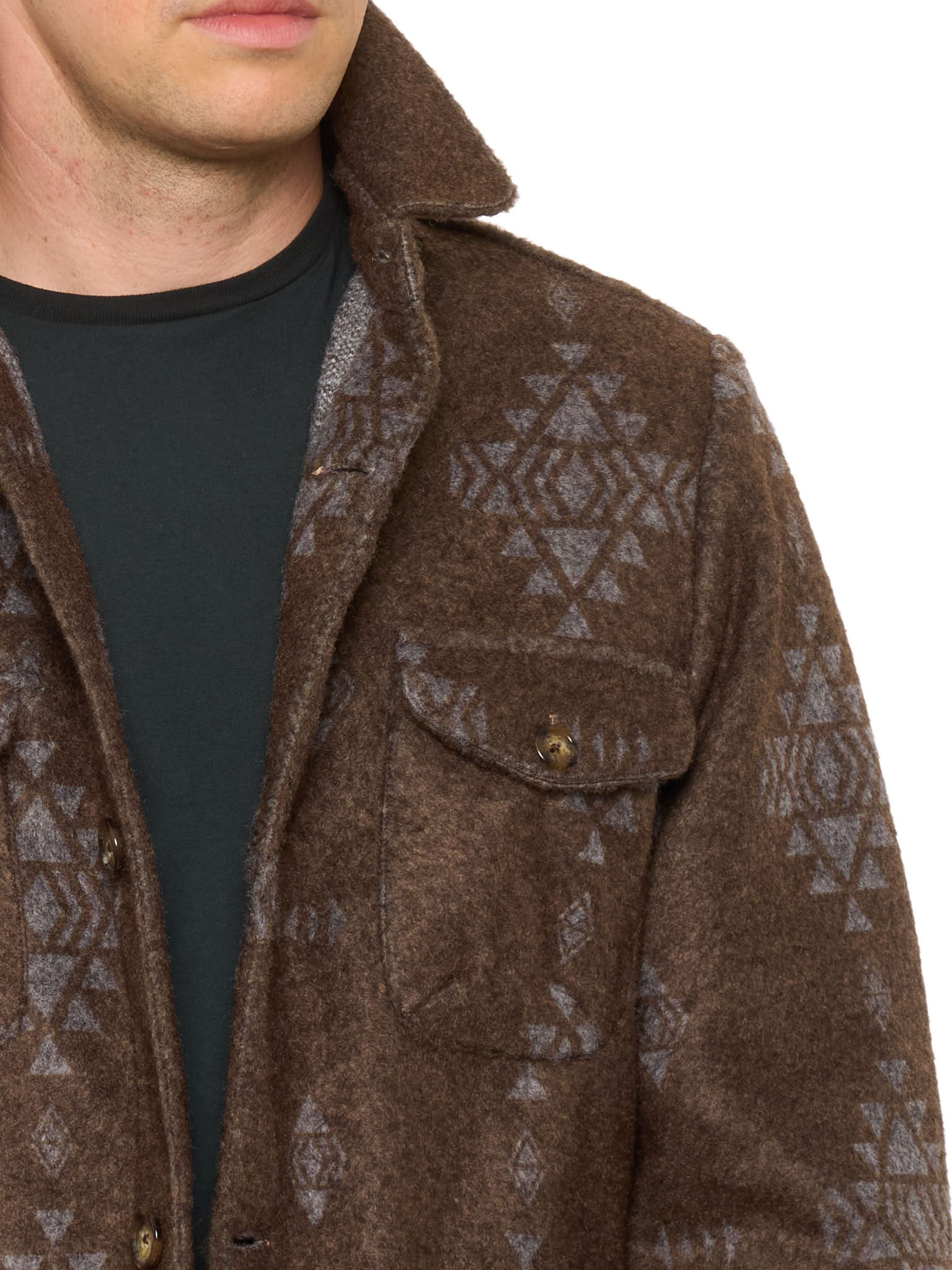 PIETRA SALATA Southwestern Navajo  Geometric Safari Jacket Overshirt NEW XL