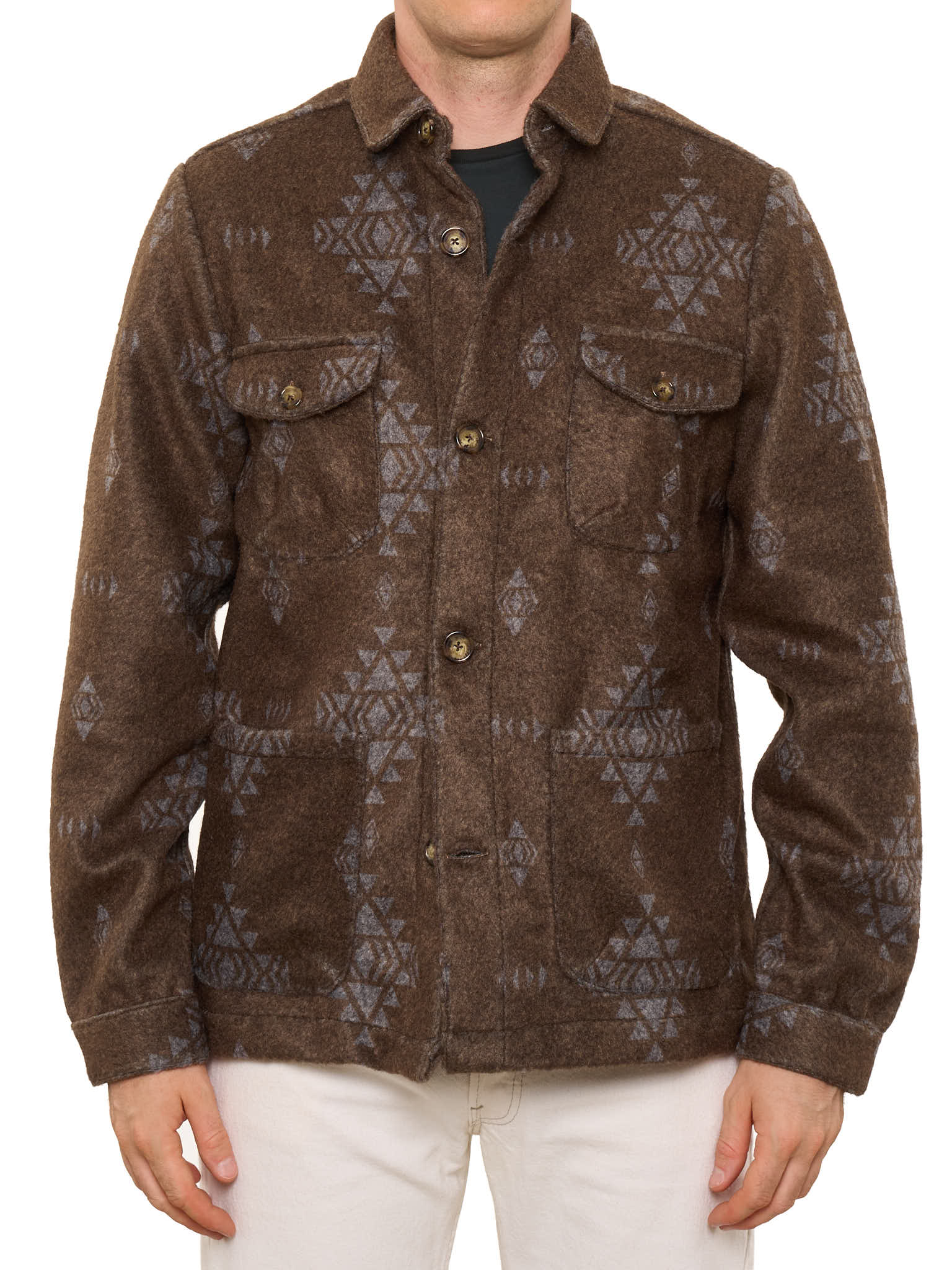 PIETRA SALATA Southwestern Navajo  Geometric Safari Jacket Overshirt NEW XL