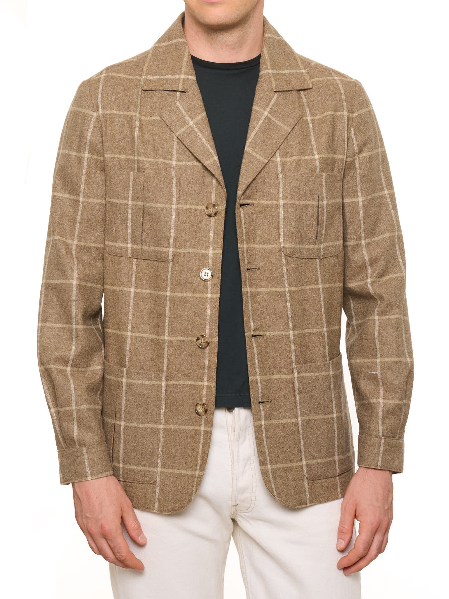 PIETRA SALATA Napoli Brown Plaid Virgin Wool Blazer Jacket NEW