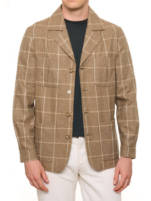 PIETRA SALATA Napoli Brown Plaid Virgin Wool Blazer Jacket NEW