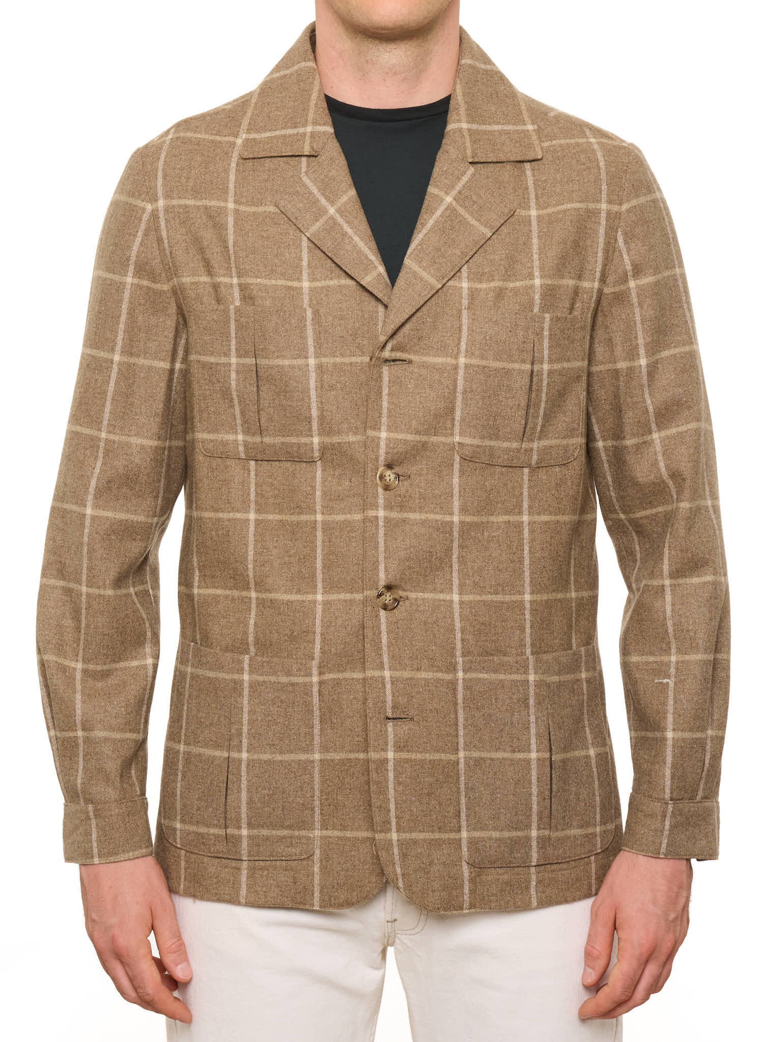 PIETRA SALATA Napoli Brown Plaid Virgin Wool Blazer Jacket NEW