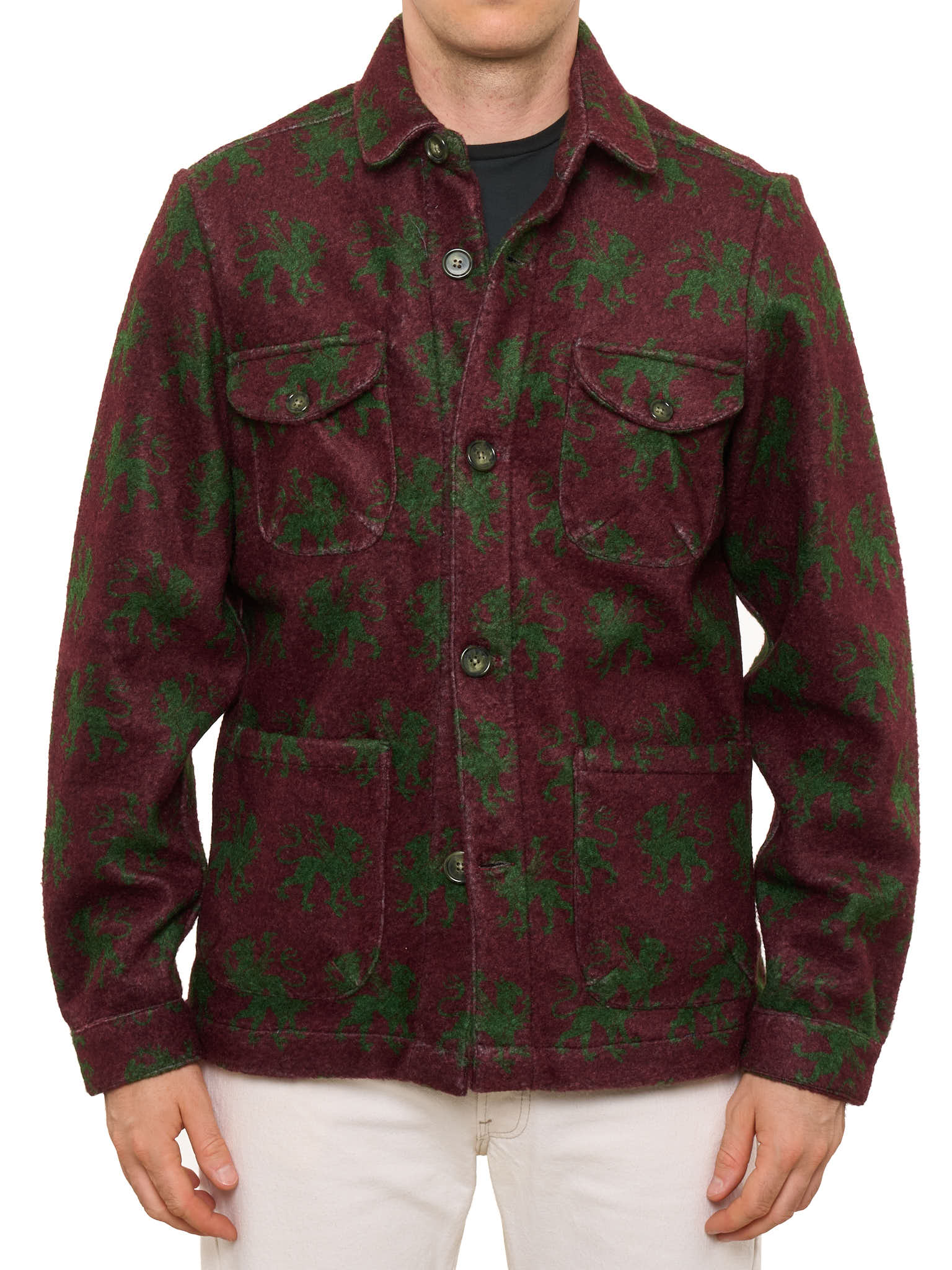 PIETRA SALATA Napoli Burgundy-Green Jacket Overshirt NEW XL
