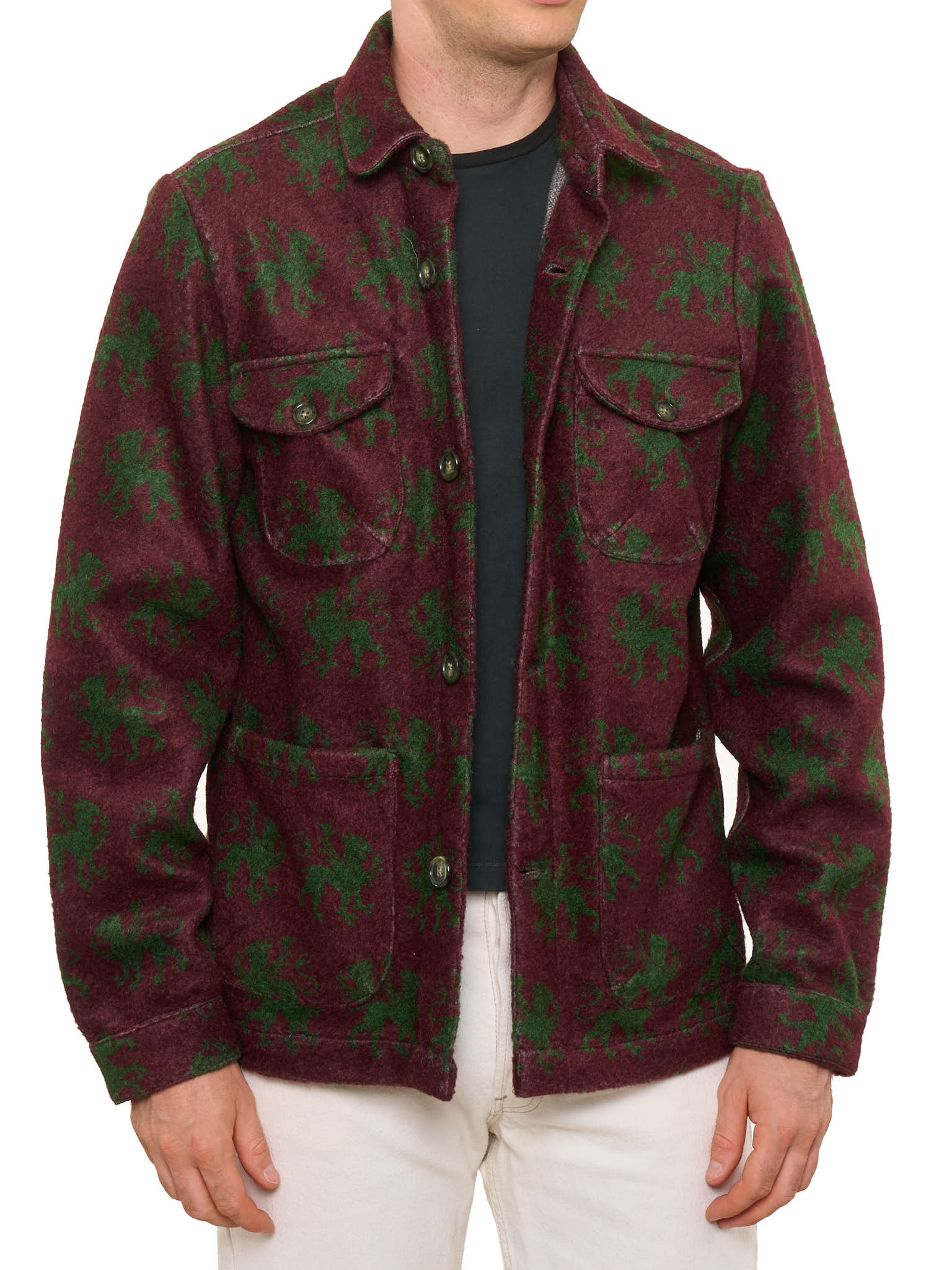 PIETRA SALATA Napoli Burgundy-Green Jacket Overshirt NEW XL