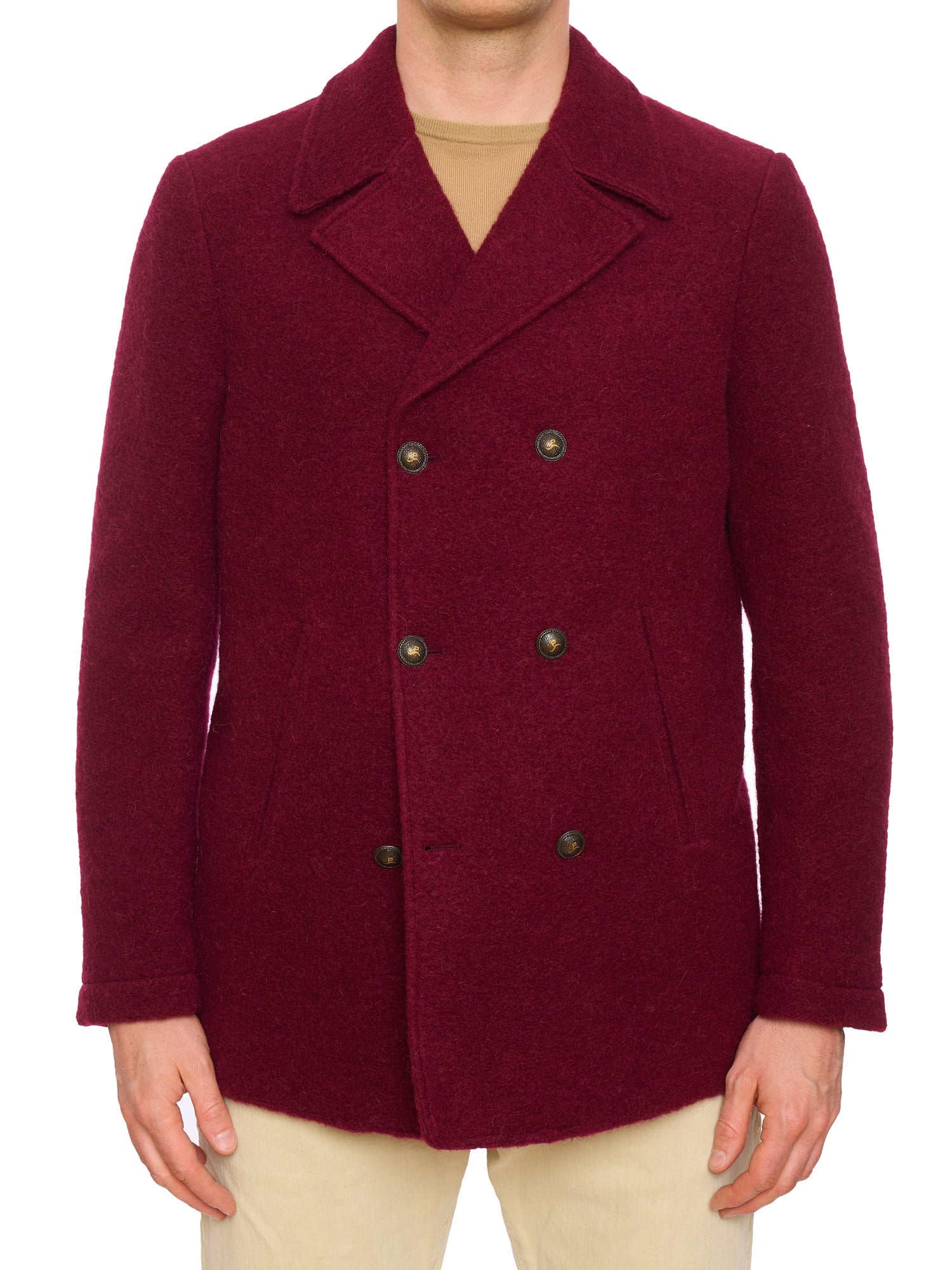 PIETRA SALATA Napoli Burgundy Peacot In Lana Cotta Wool Jacket