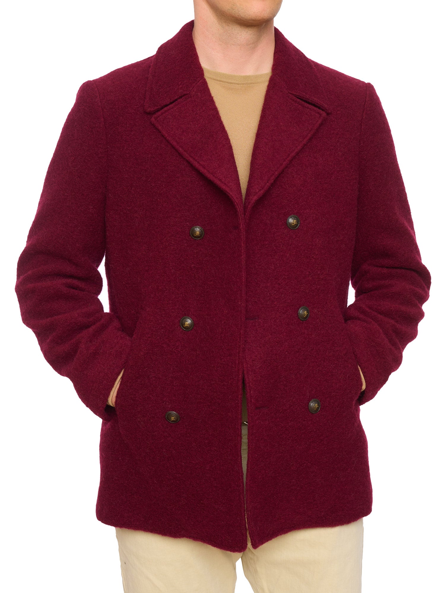PIETRA SALATA Napoli Burgundy Peacot In Lana Cotta Wool Jacket