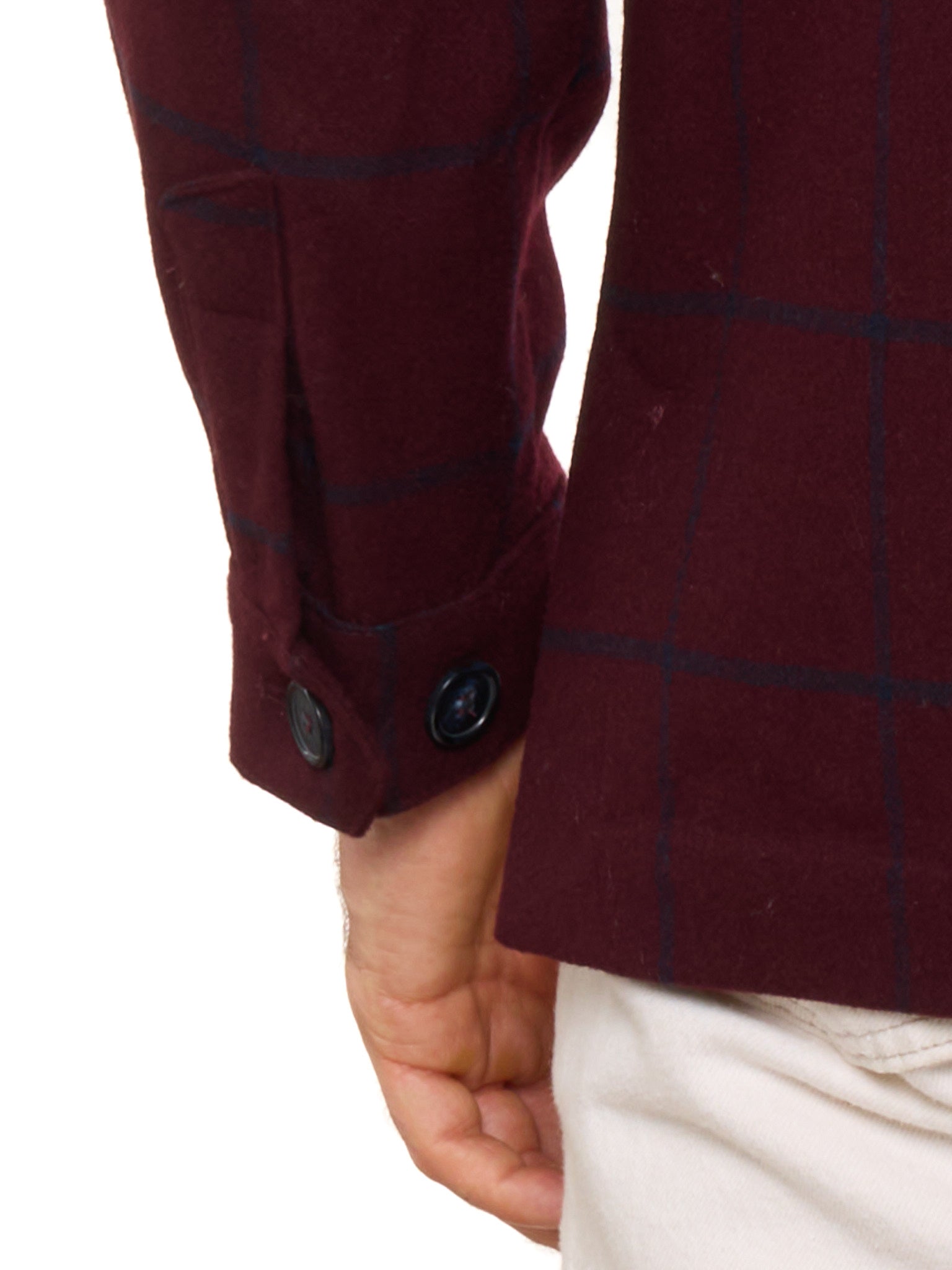 PIETRA SALATA Napoli Burgundy Plaid Wool Blend Stretch Jacket NEW