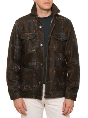 PIETRA SALATA Southwestern Navajo Geometric Safari Jacket Overshirt NEW