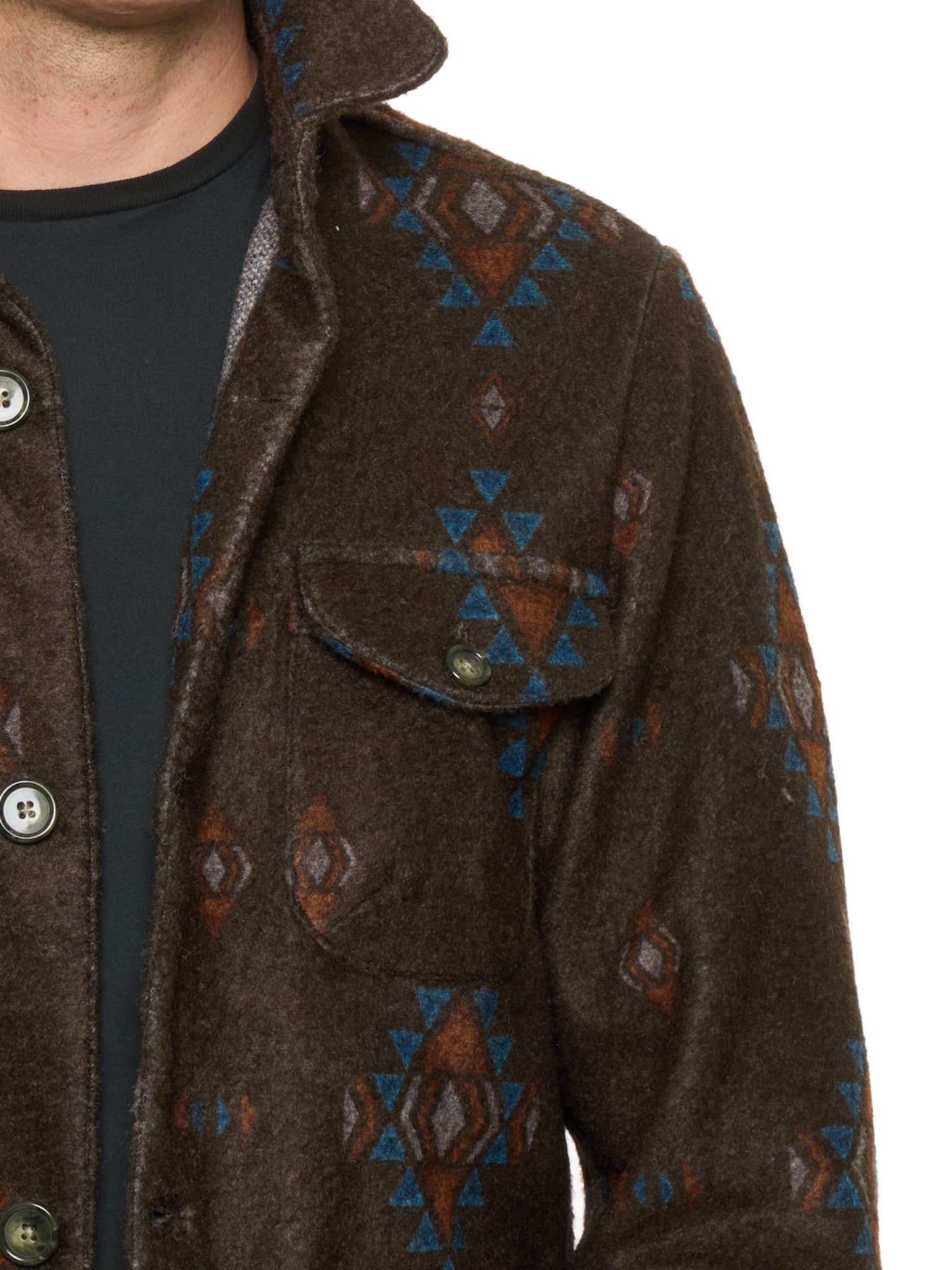 PIETRA SALATA Southwestern Navajo Geometric Safari Jacket Overshirt NEW