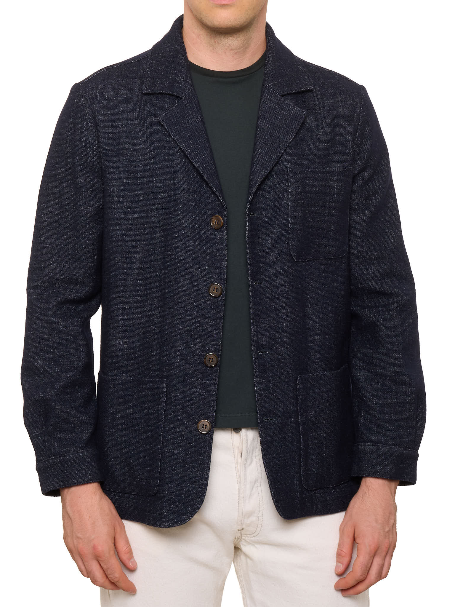 PIETRA SALATA Napoli Dark Blue Wool-Cotton Jacket Overshirt NEW