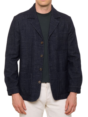 PIETRA SALATA Napoli Dark Blue Wool-Cotton Jacket Overshirt NEW