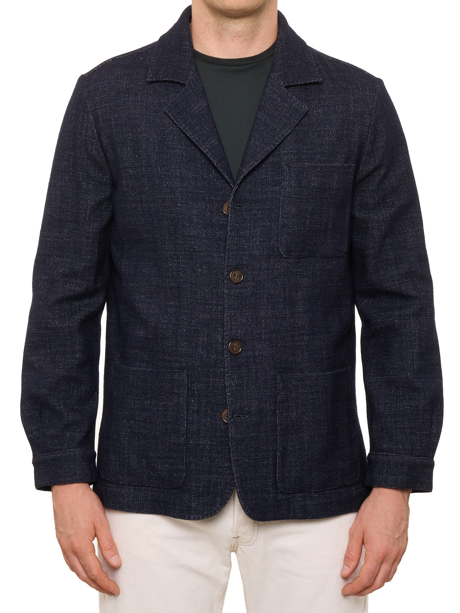 PIETRA SALATA Napoli Dark Blue Wool-Cotton Jacket Overshirt NEW